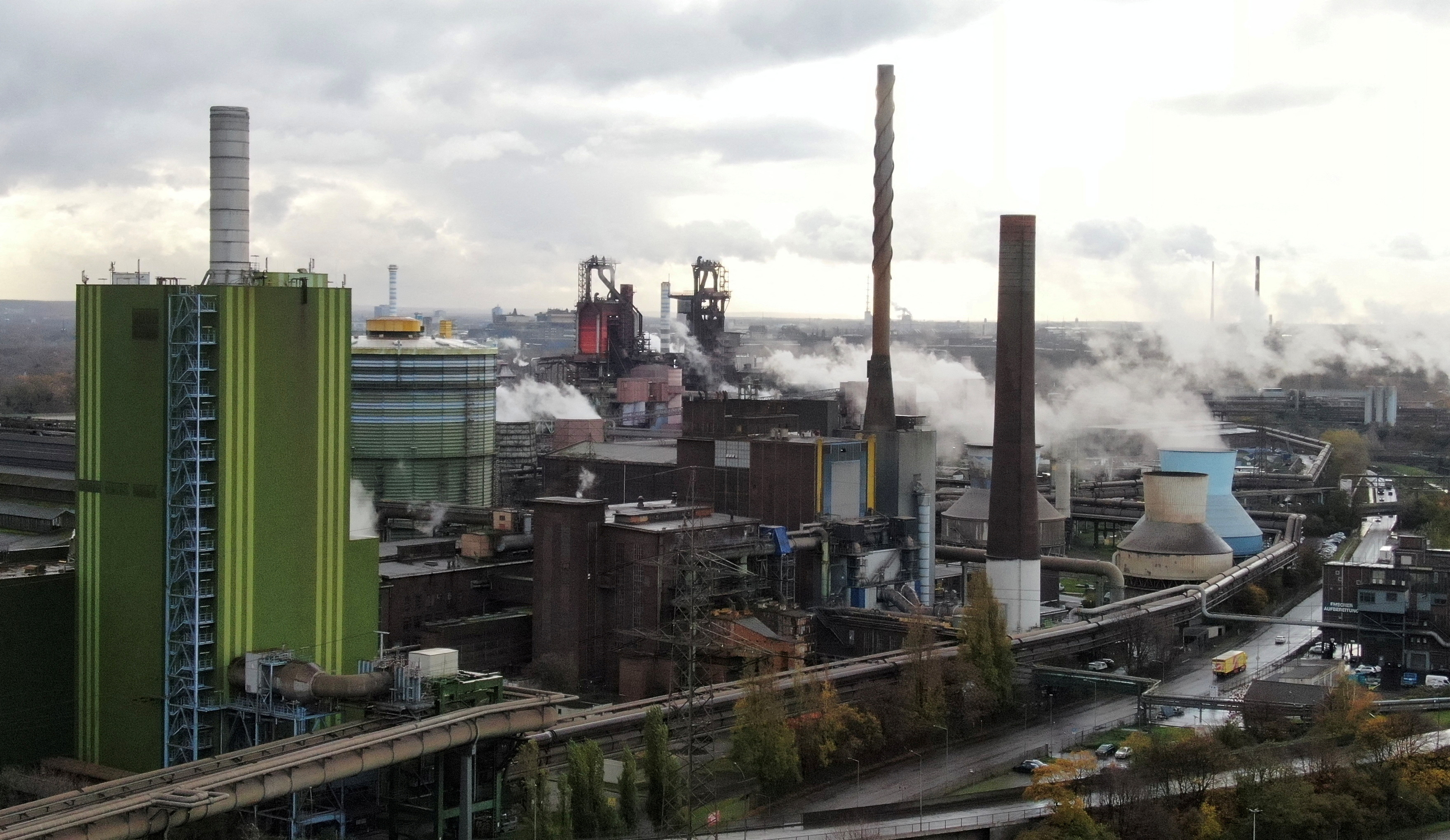 A general view of the steel plant of ThyssenKrupp in Duisburg