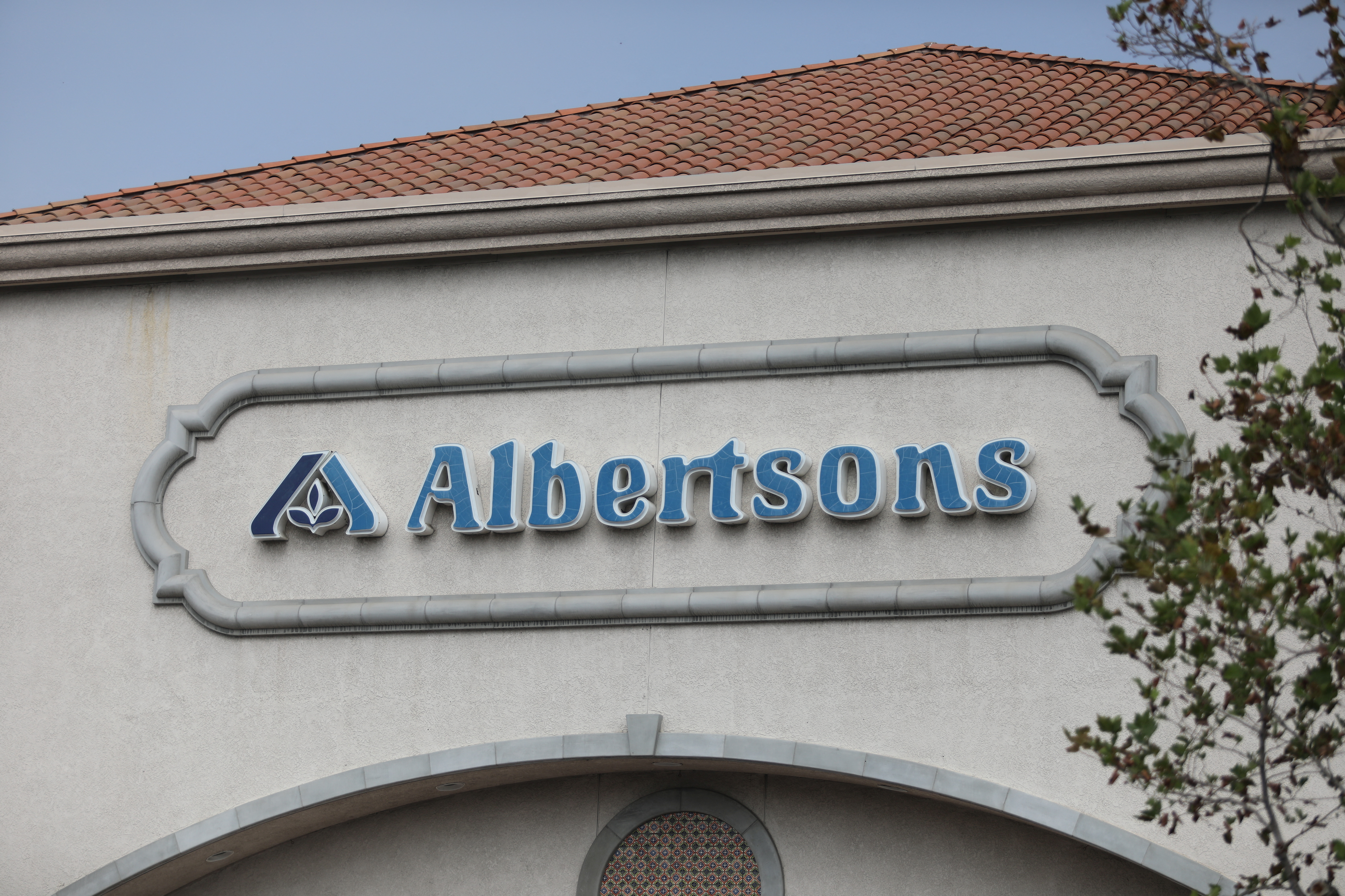 The Albertsons logo is seen on an Albertsons grocery store in Rancho Cucamonga