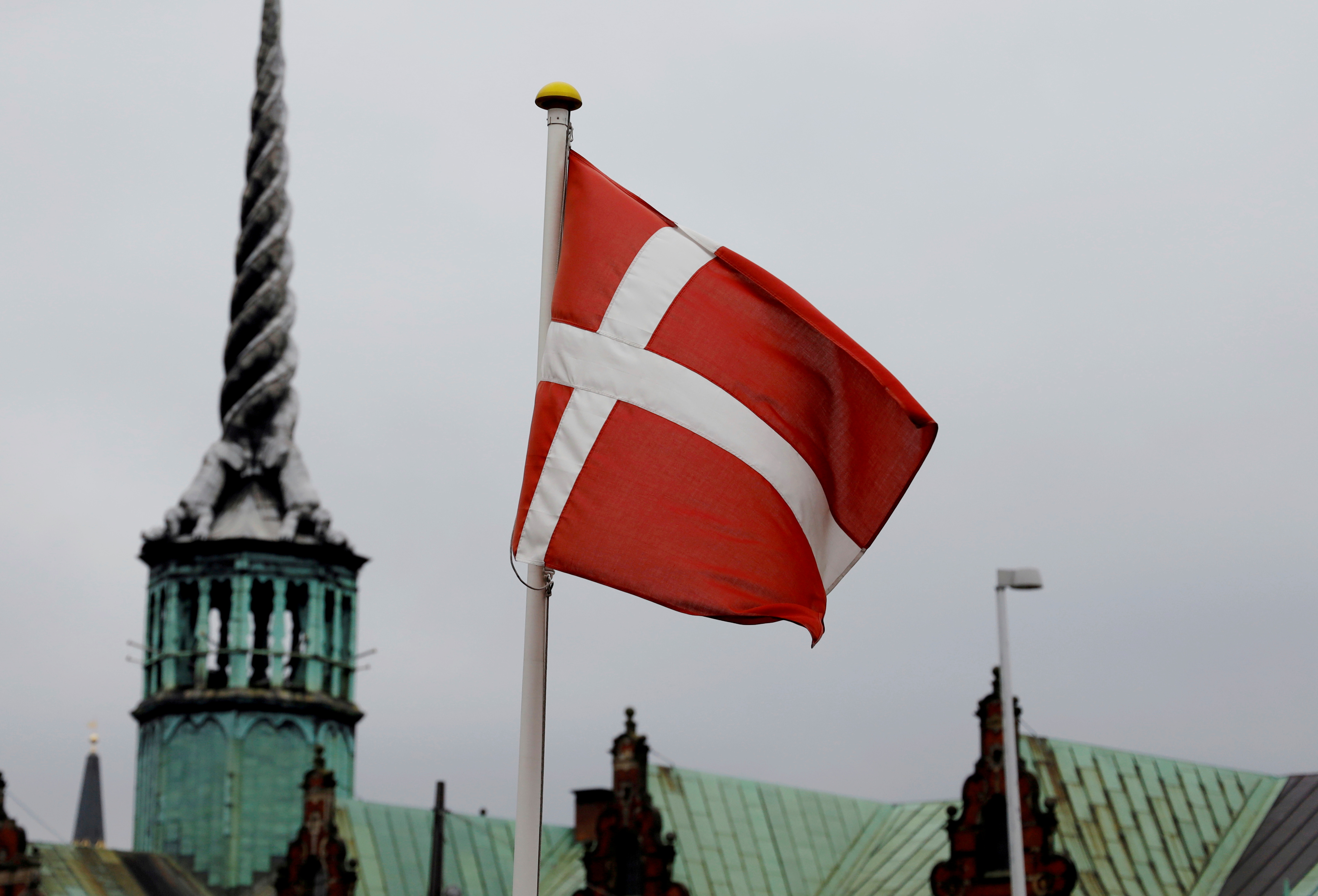 Denmark's national flag flutters in Copenhagen