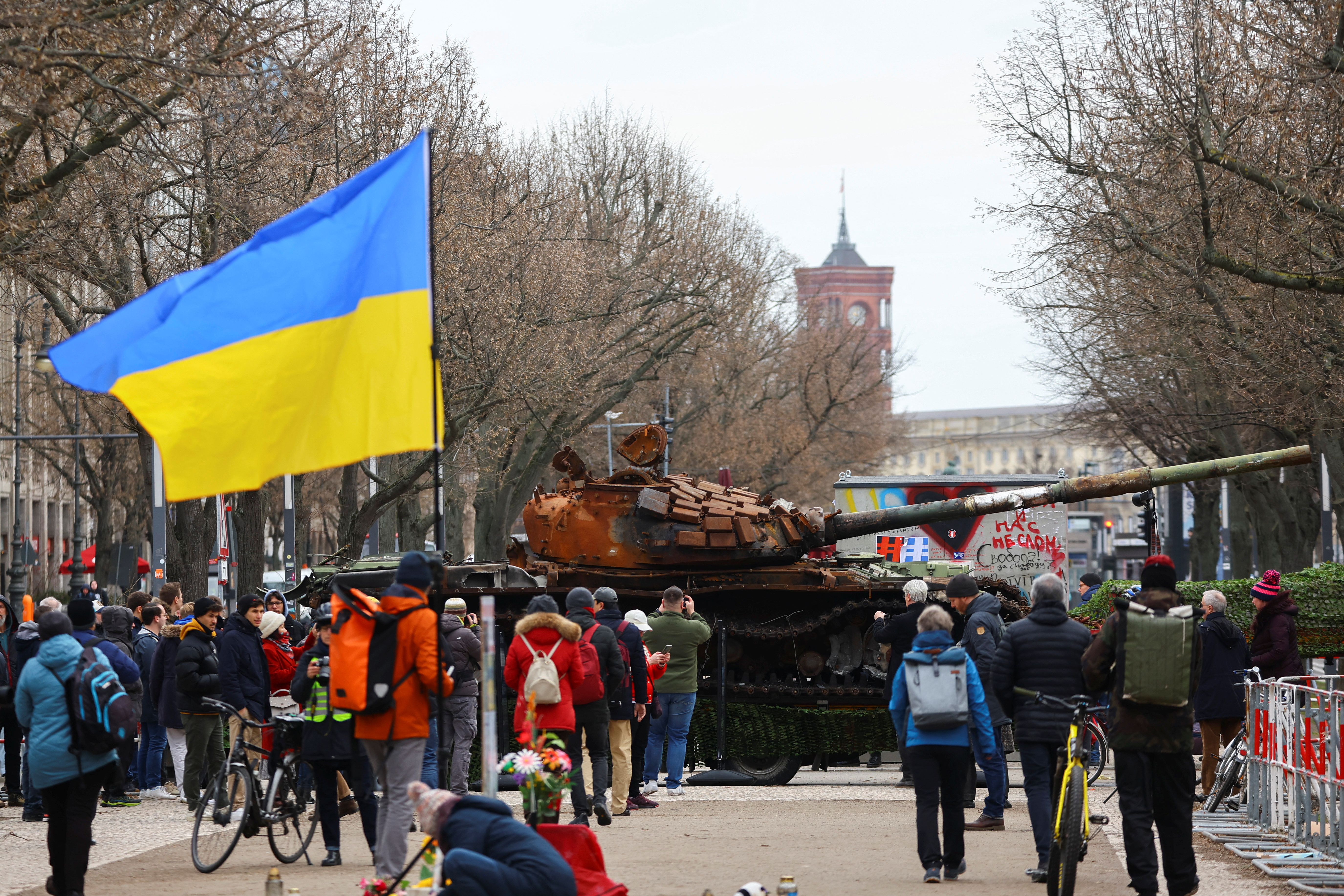 Evento que marca el primer aniversario de la invasión rusa de Ucrania, en Berlín