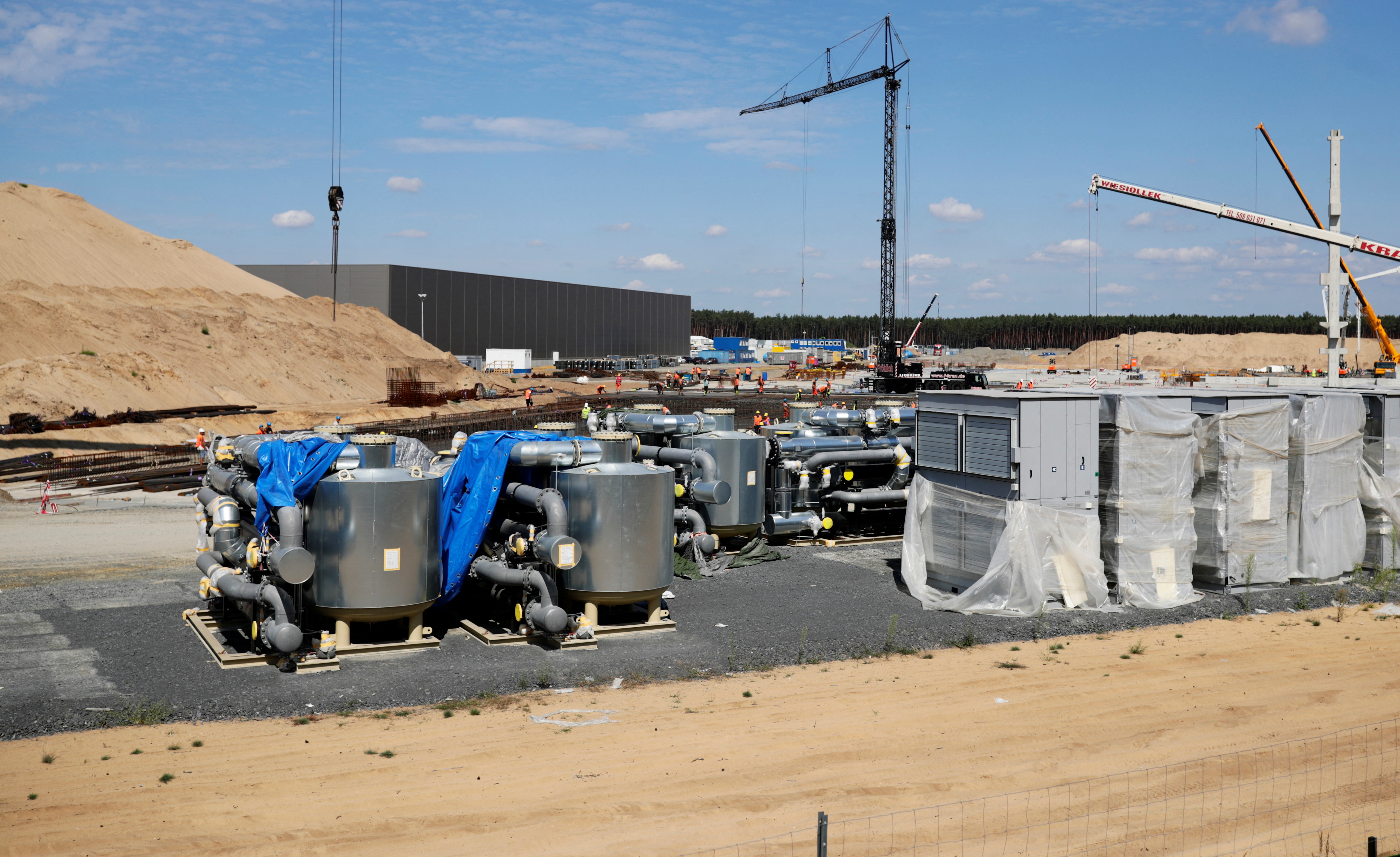 The construction site of the future Tesla Gigafactory in Gruenheide