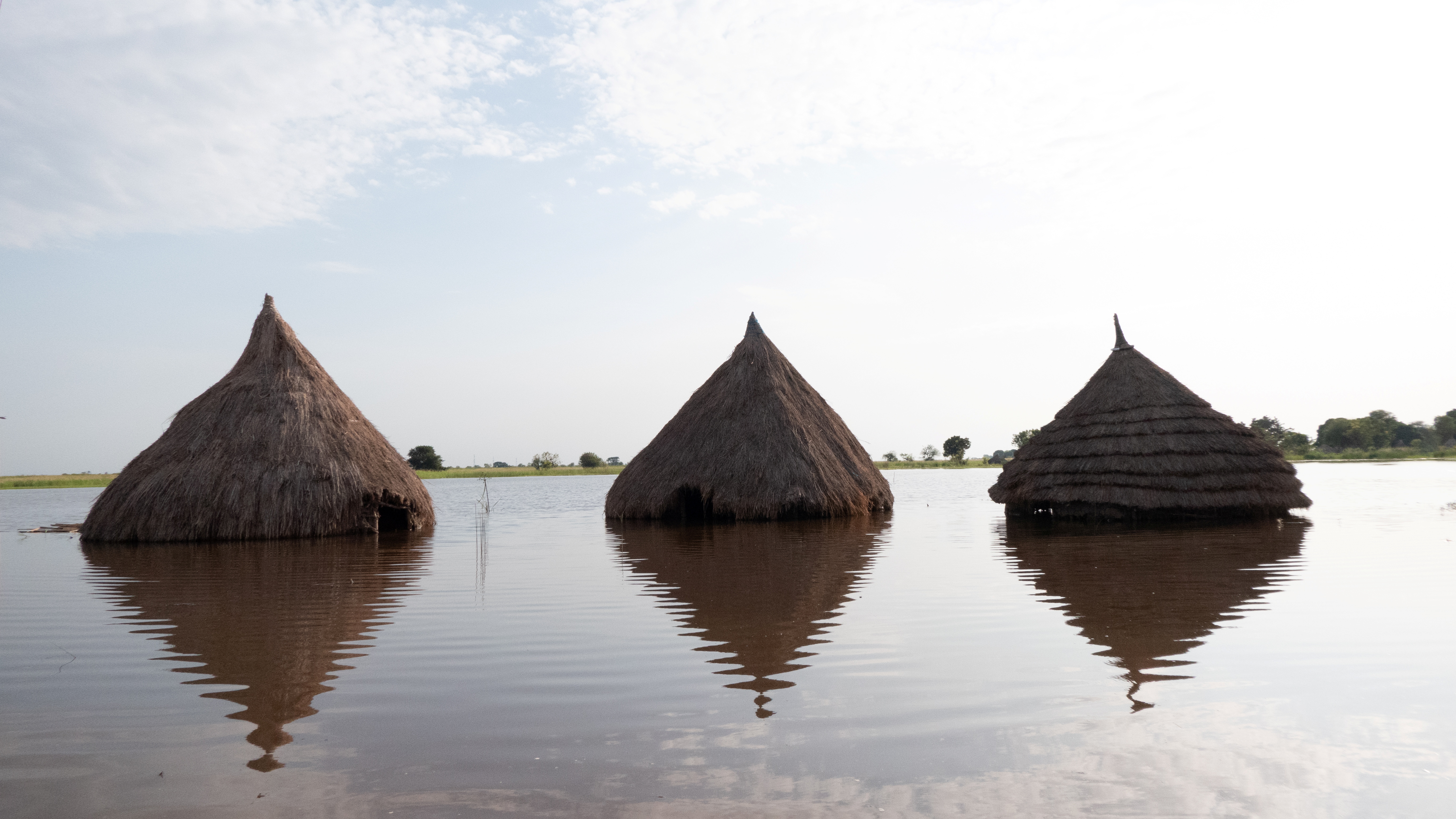 A view shows houses submerged in flood waters in Baar