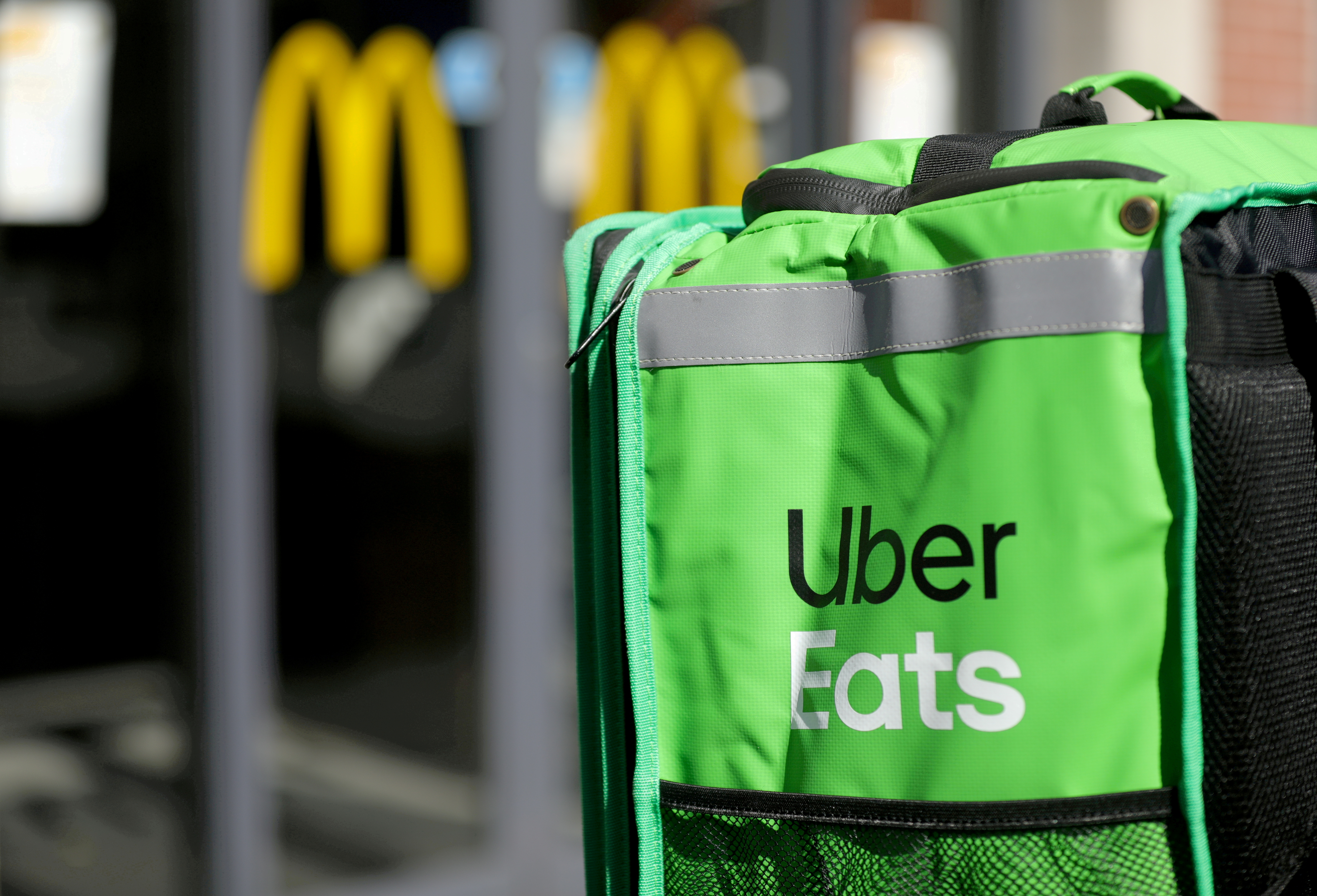 An Uber Eats delivery bag is seen in this photo. REUTERS/Eva Plevier