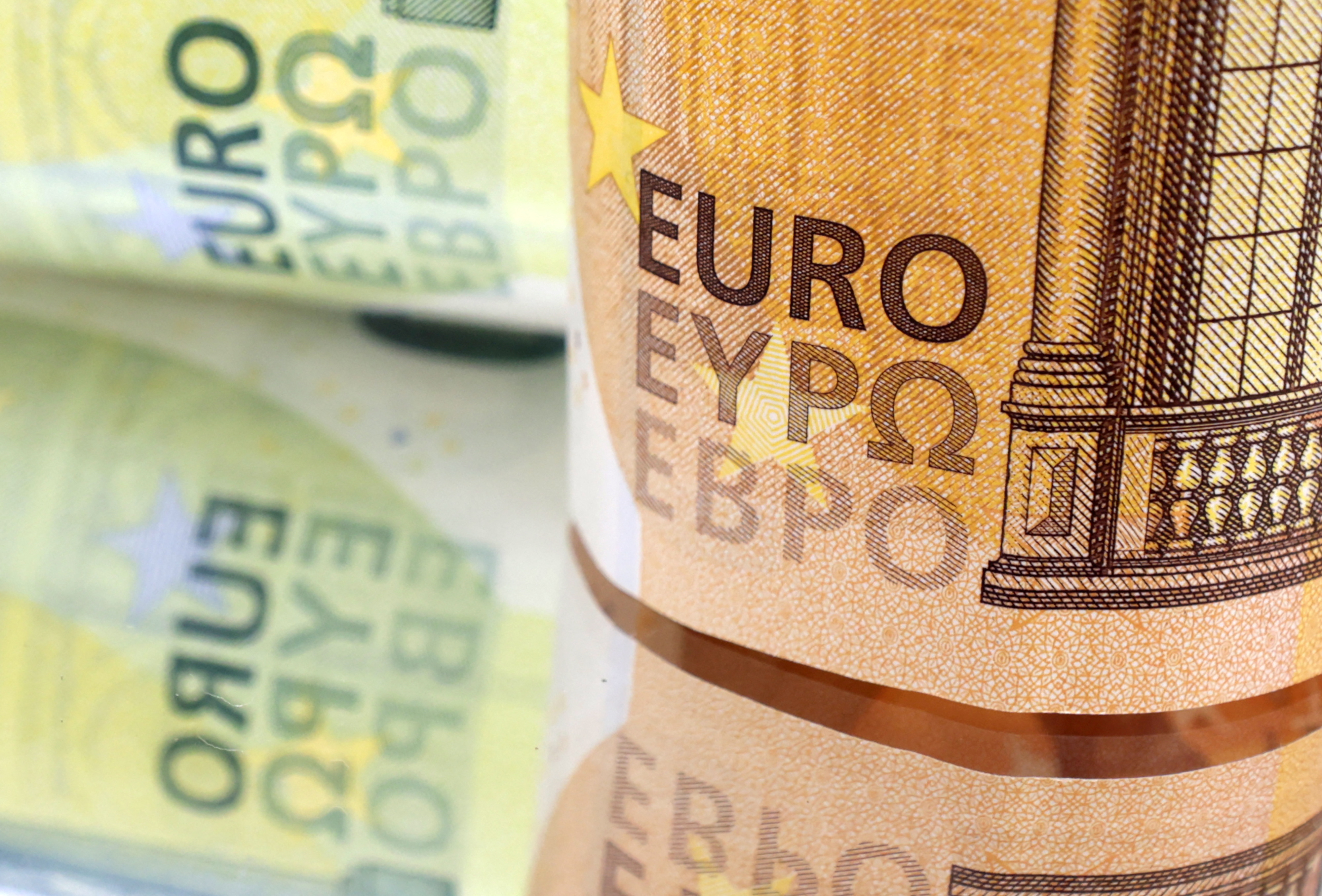 Illustration shows Euro banknotes