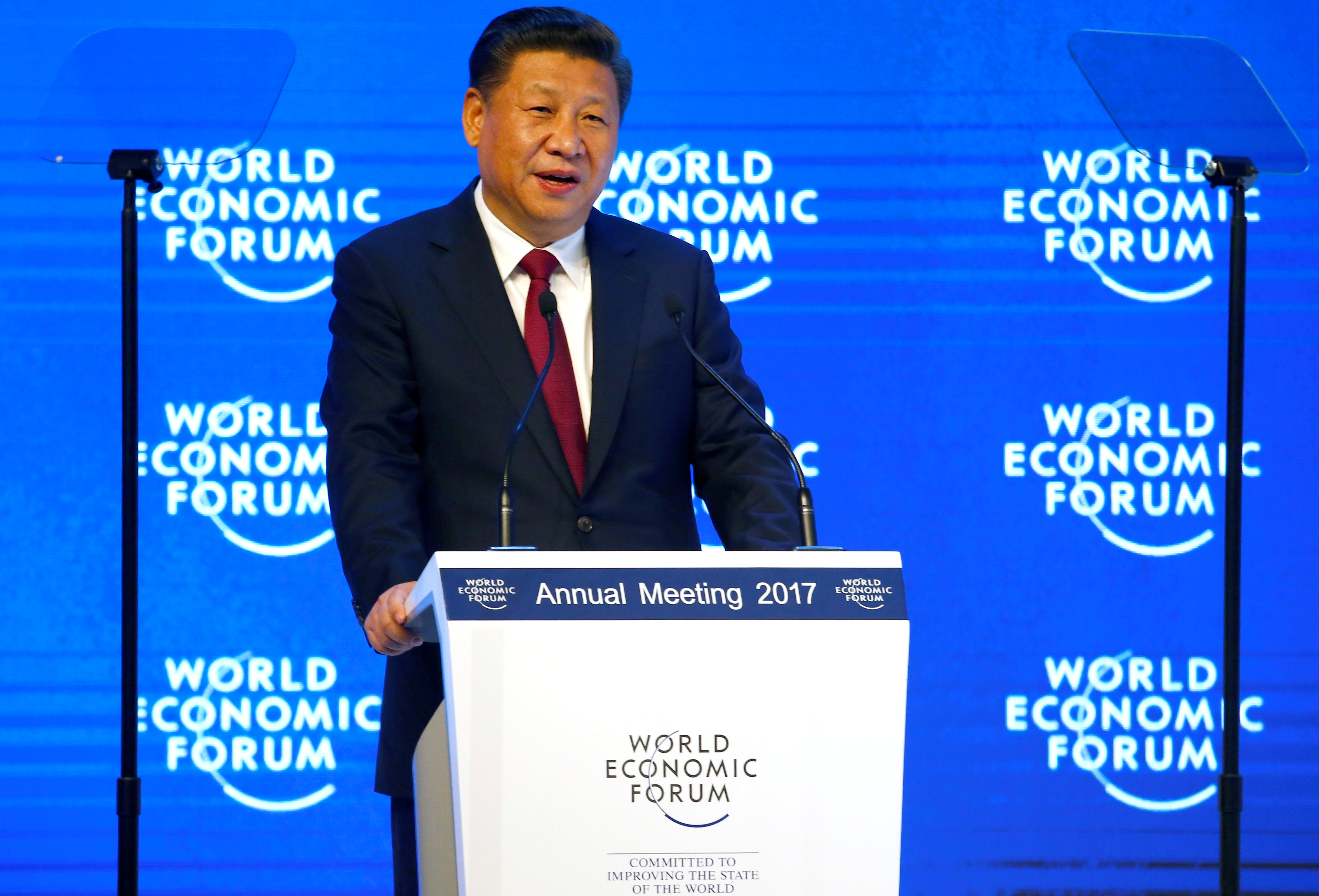 Chinese President Xi Jinping attends the World Economic Forum (WEF) annual meeting in Davos, Switzerland January 17, 2017.   REUTERS/Ruben Sprich TPX IMAGES OF THE DAY/File Photo