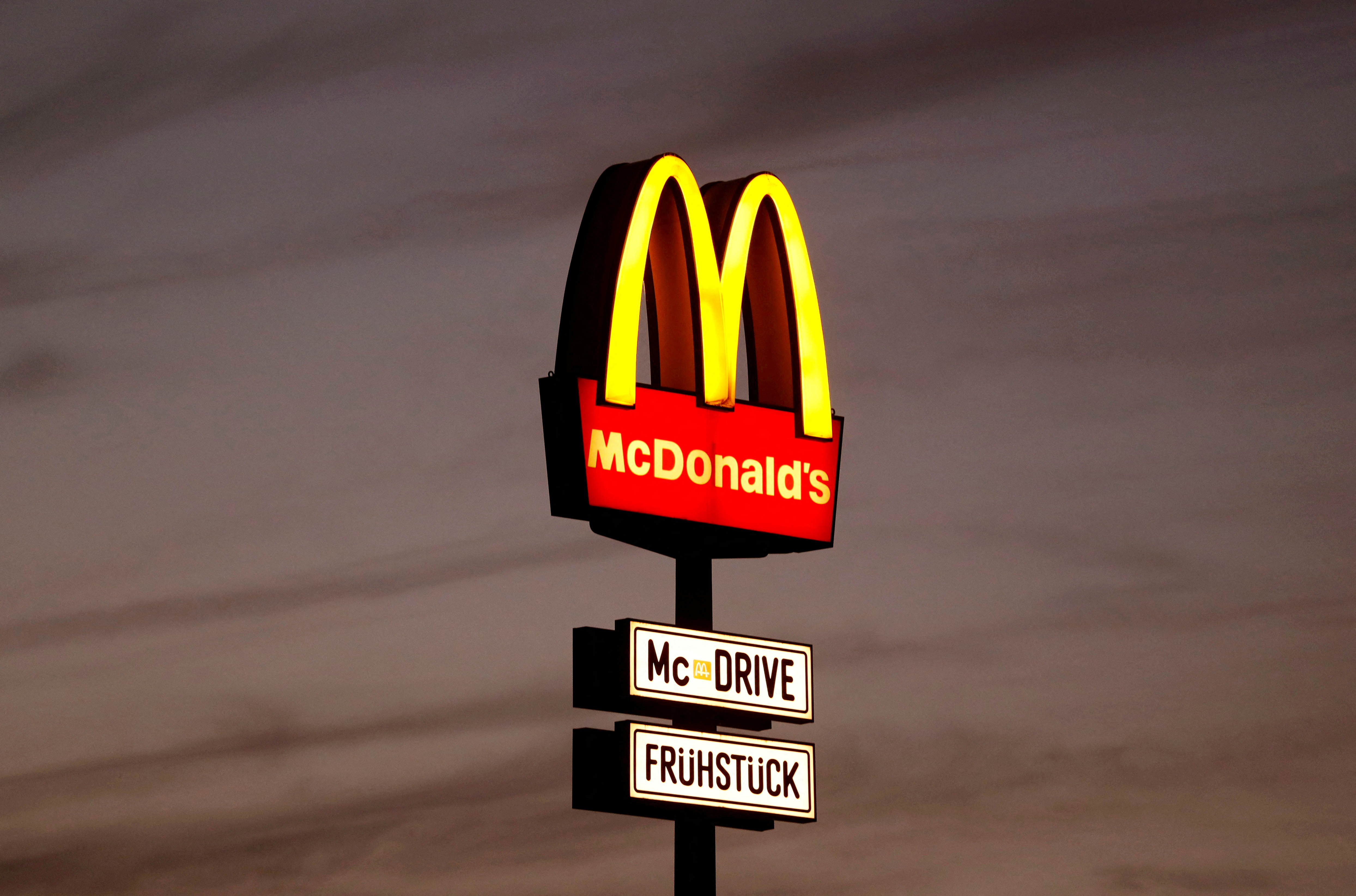 A huge advertisement for a branch of fast-food giant McDonald's is seen on the outskirts of Berlin