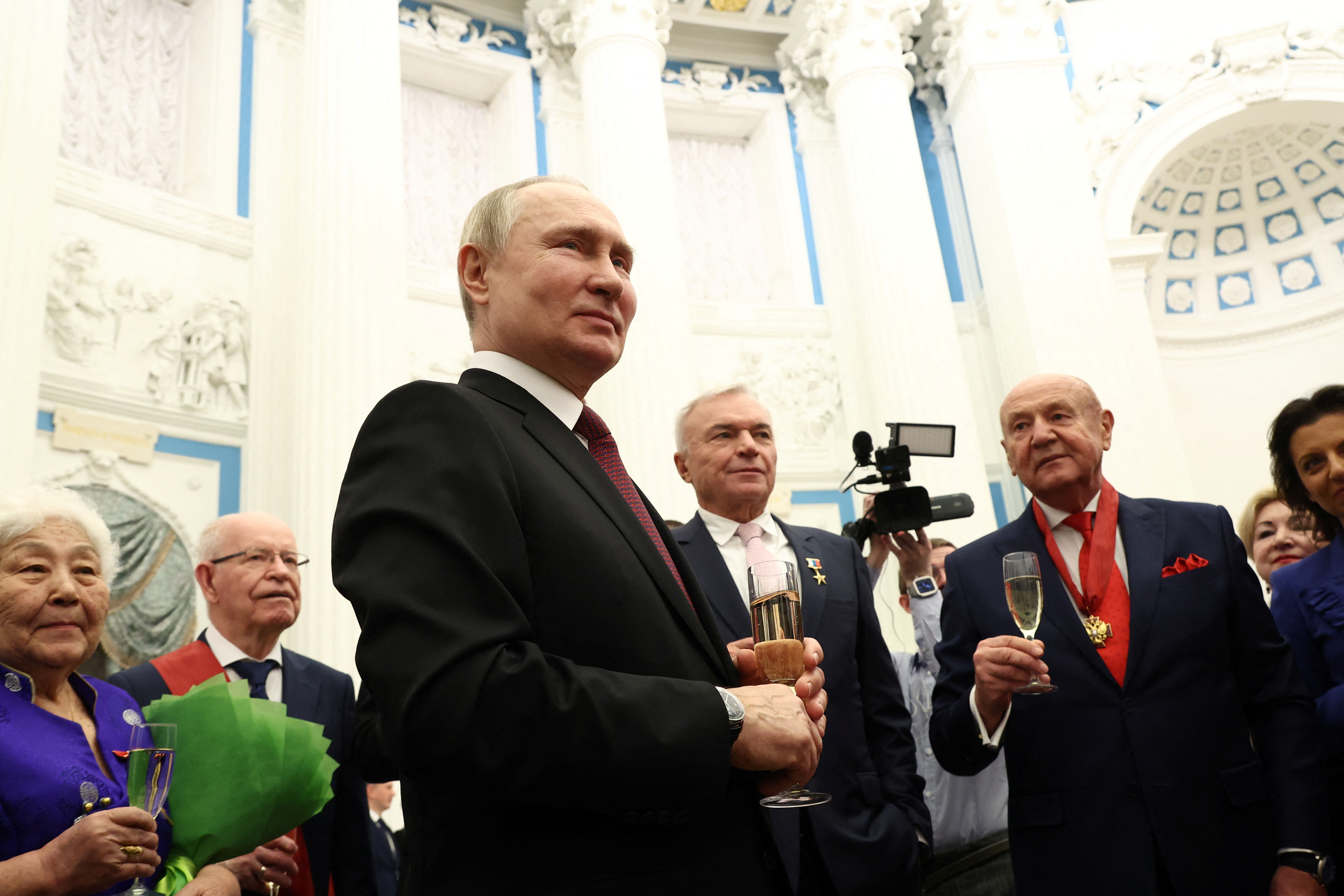 Russia's President Putin presents state awards during a ceremony in Moscow