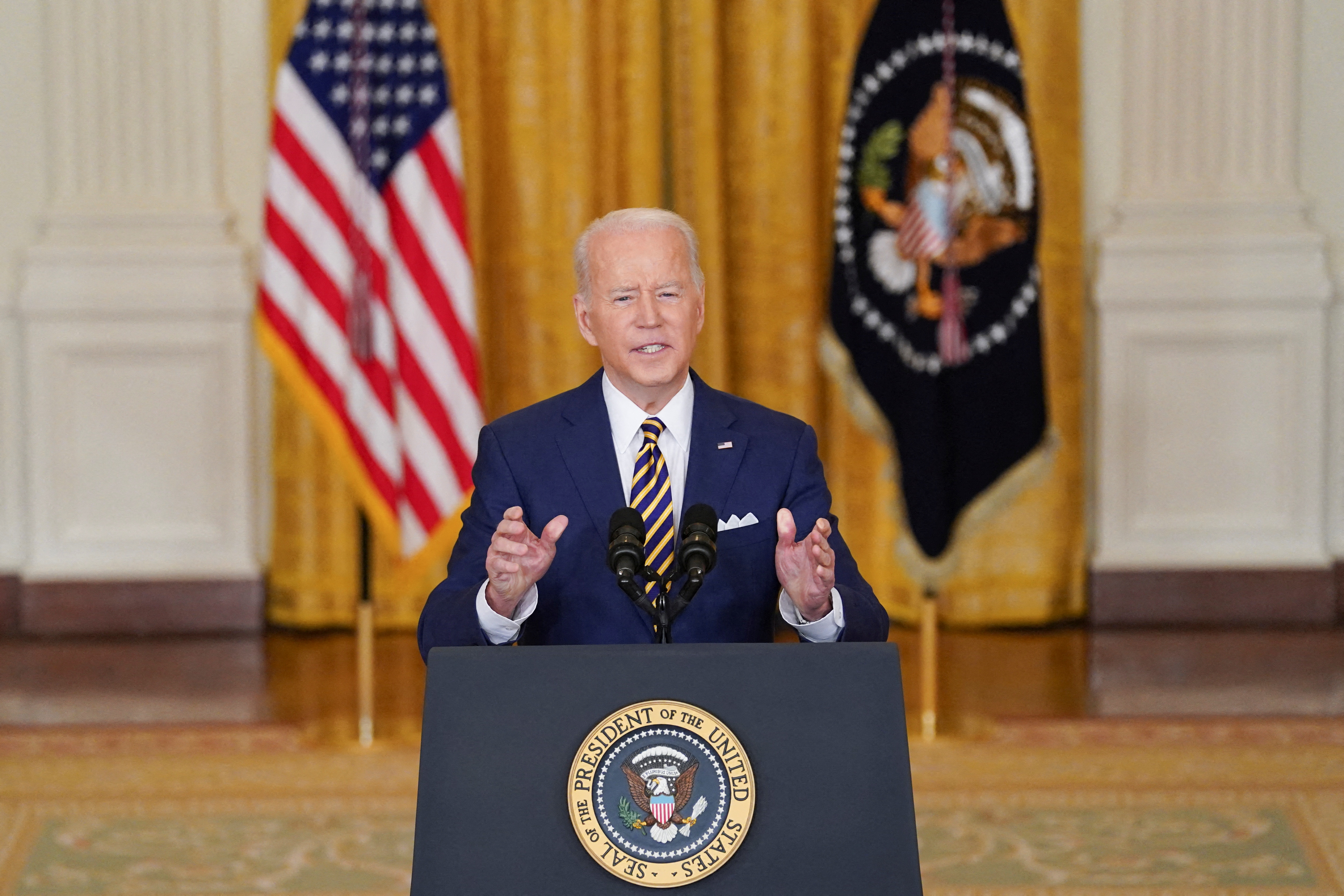 U.S. President Joe Biden holds a formal news conference at the White House