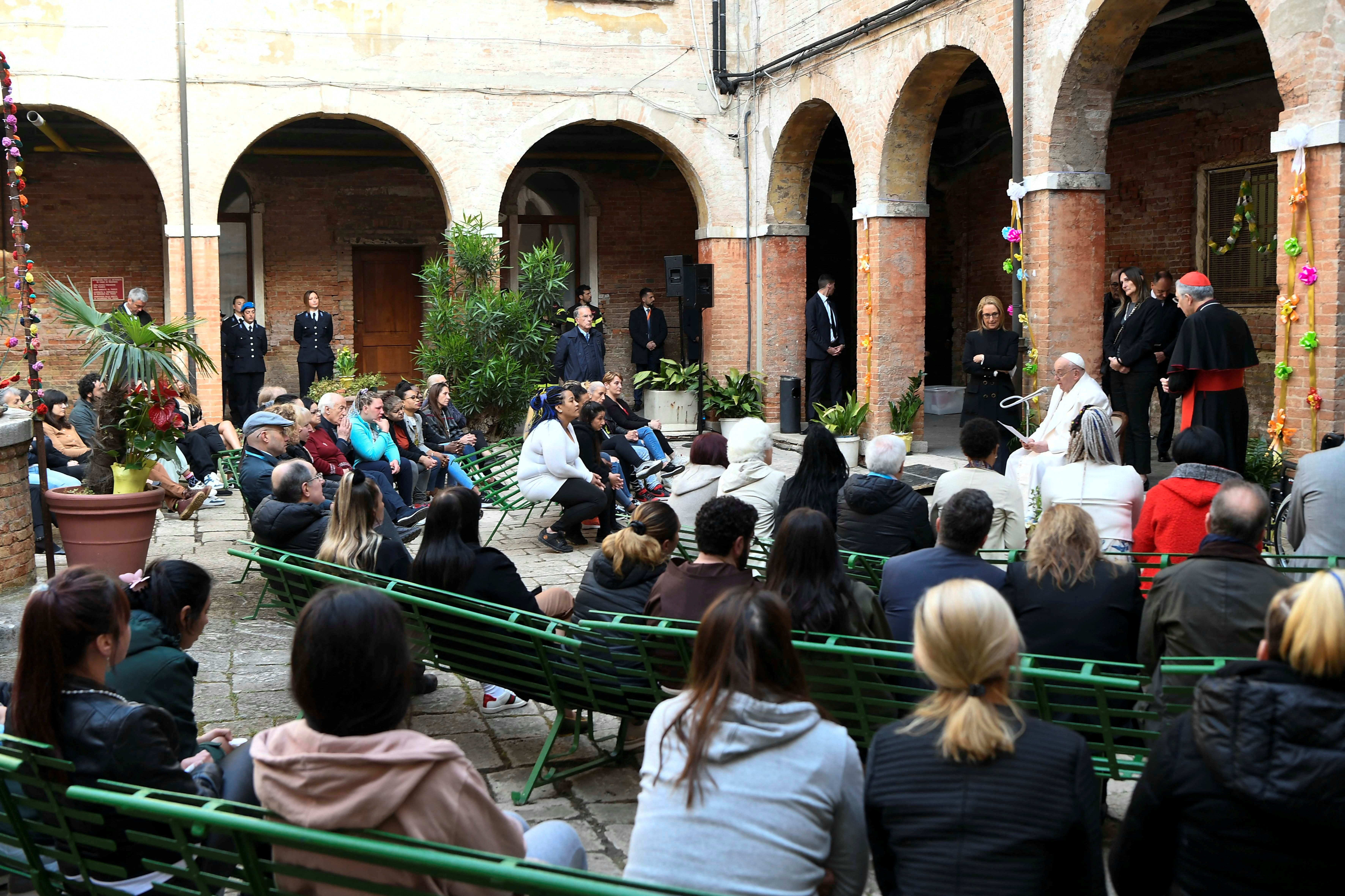 Pope Francis meets with faithful at the Venice Women's Prison on the Island of Giudecca