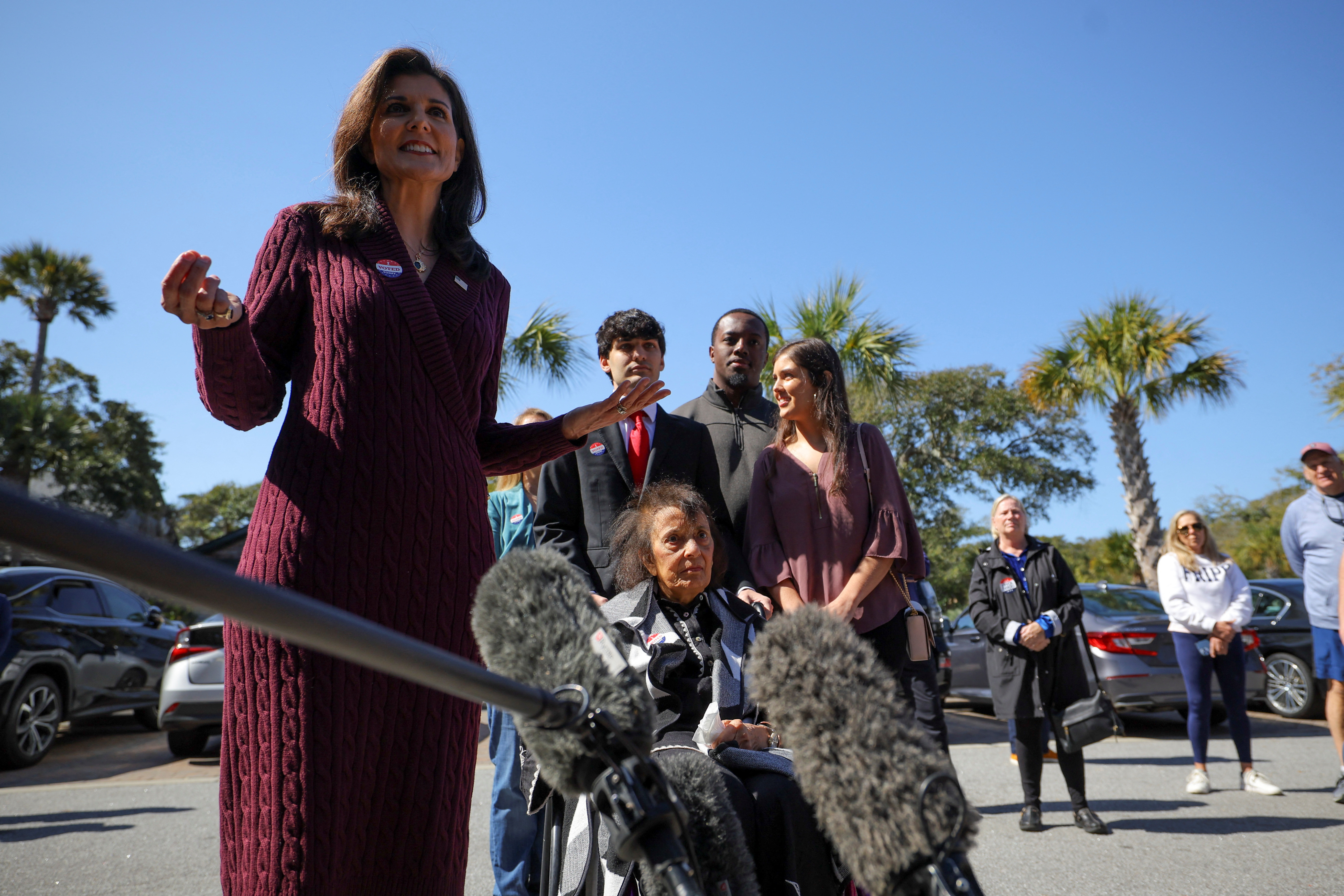 Republican presidential candidate Nikki Haley casts her vote in the South Carolina Republican presidential primary election, on Kiawah Island