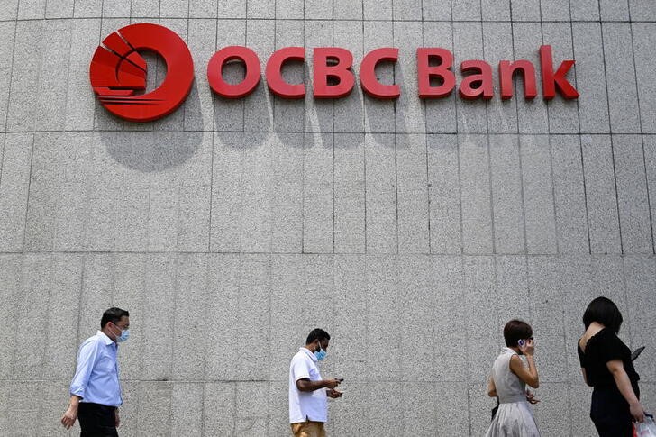 The exterior of Oversea-Chinese Banking Corporation (OCBC) bank in Singapore