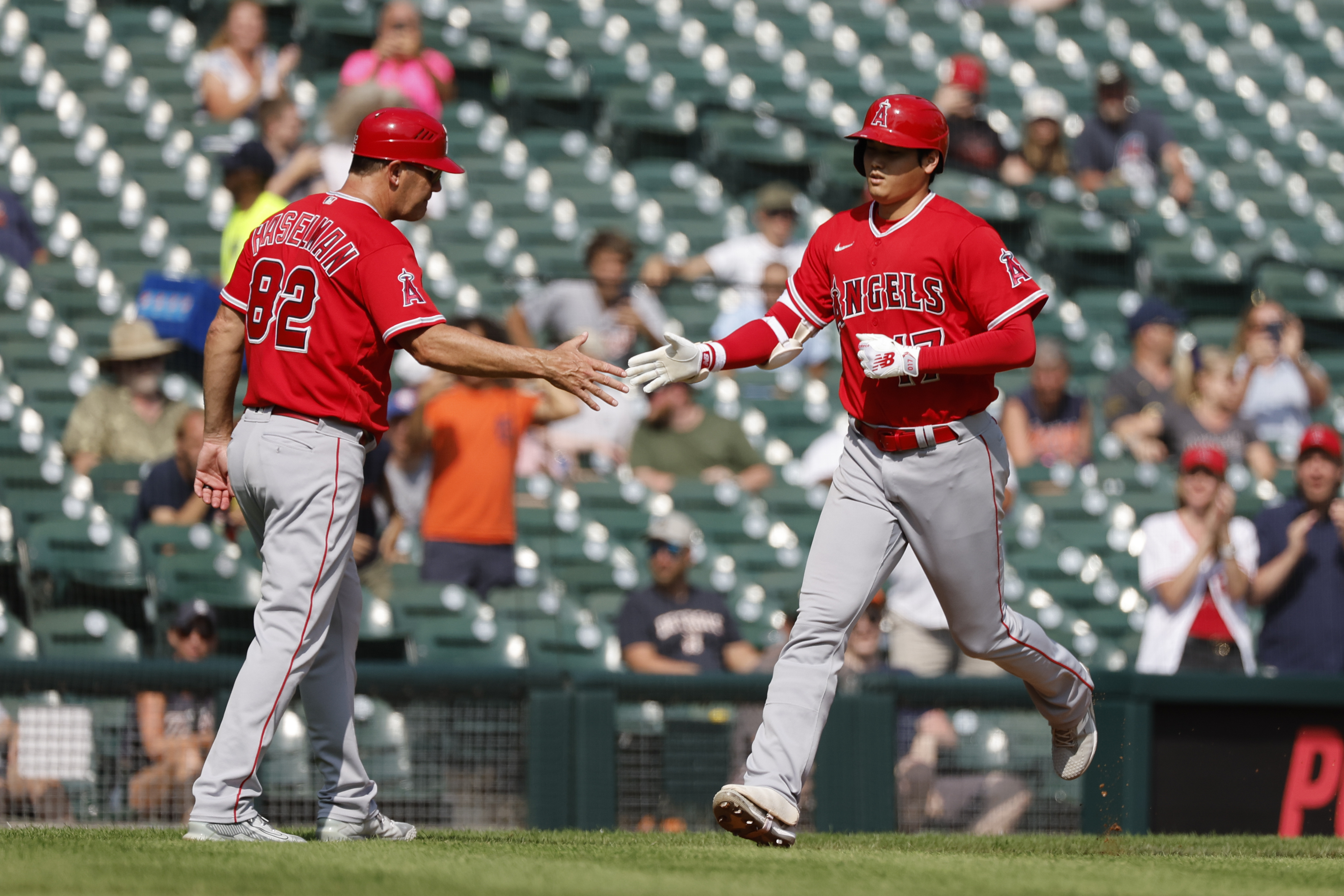 Ohtani throws 1st MLB shutout, hits 2 HRs as Angels sweep Tigers after team  says he's staying - The San Diego Union-Tribune