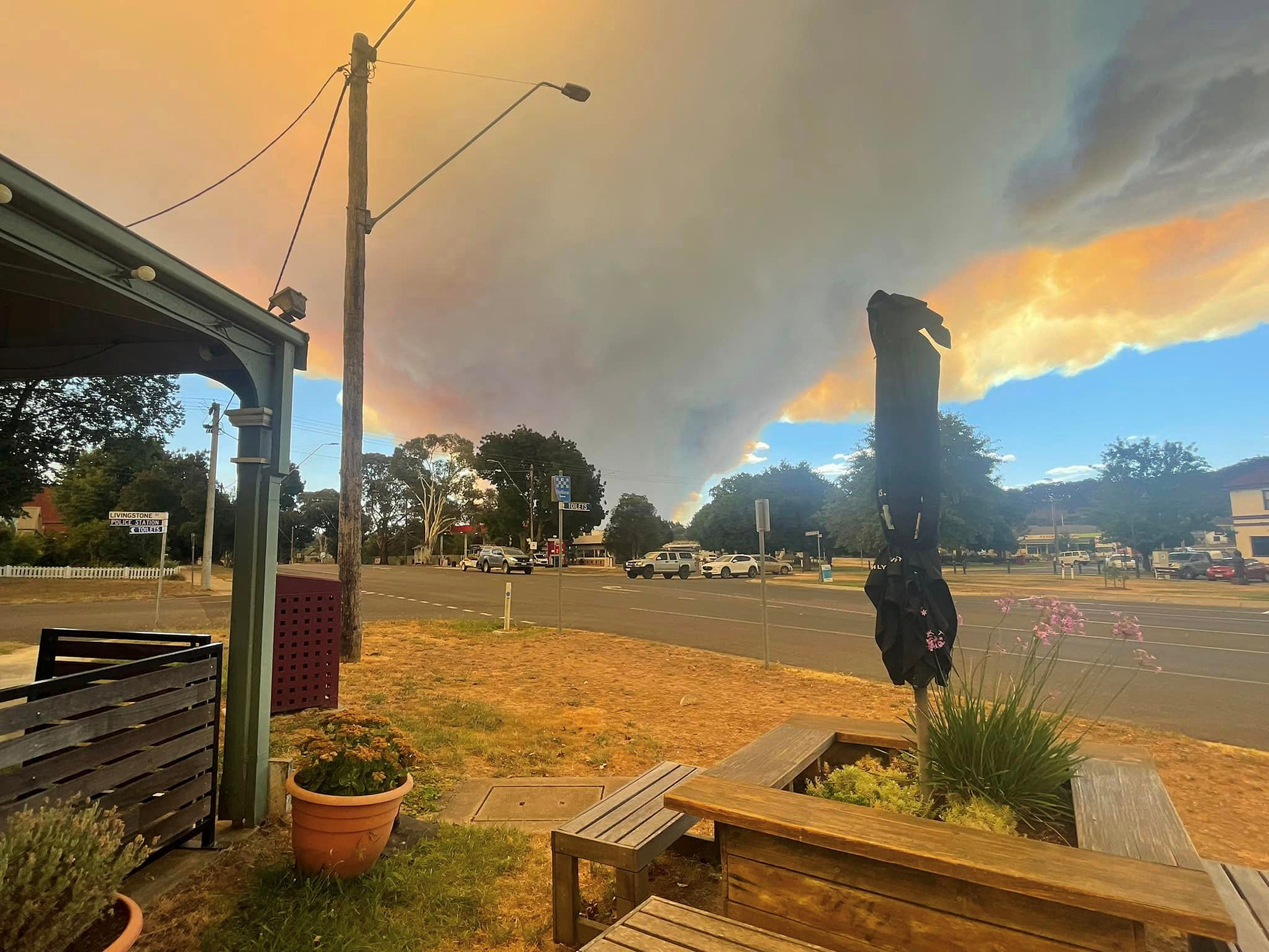 A supplied image shows smoke from a bushfire near the town of Beaufort, west of Ballarat