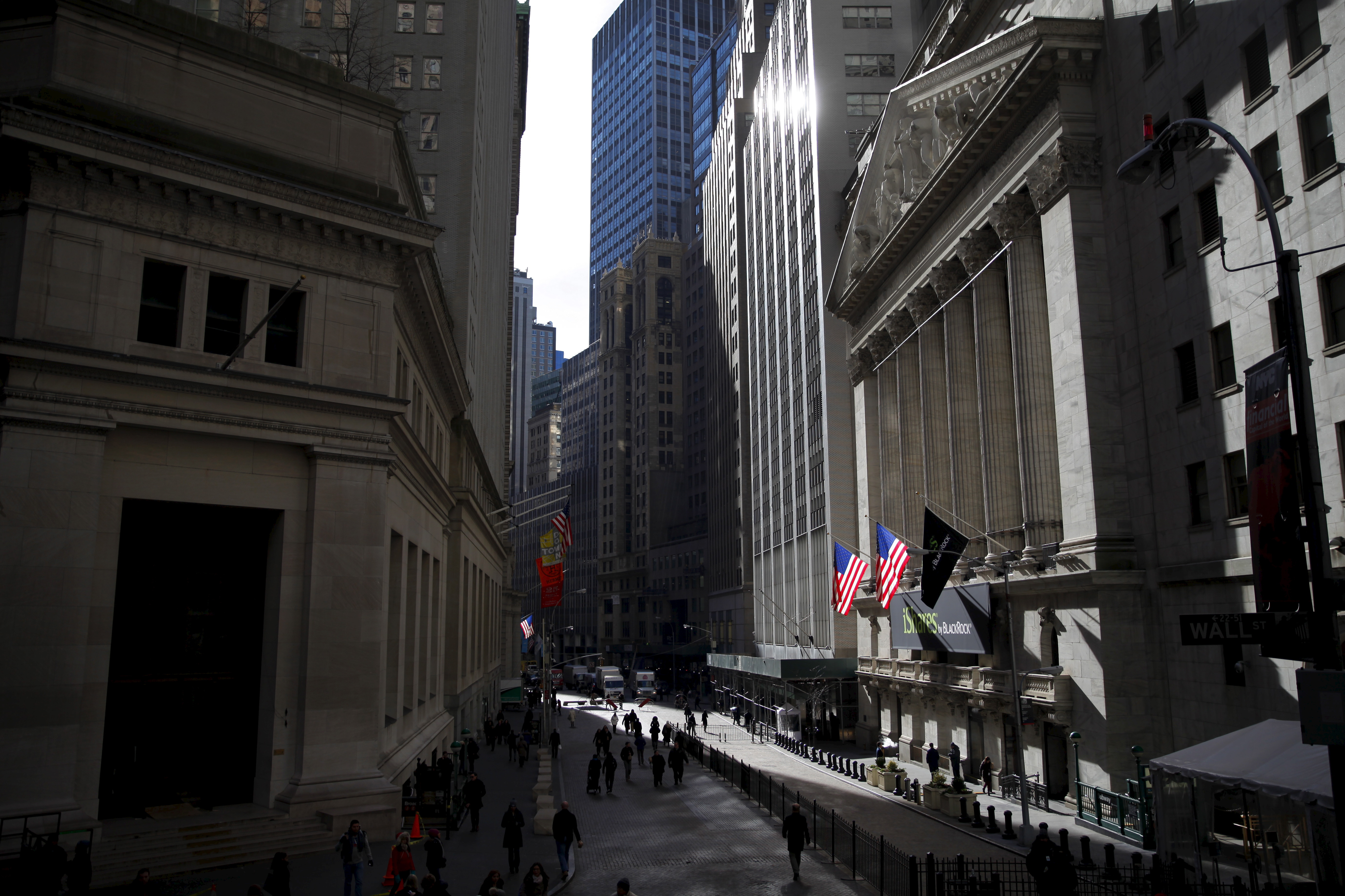 The New York Stock Exchange building is seen from Wall Street in Lower Manhattan in New York