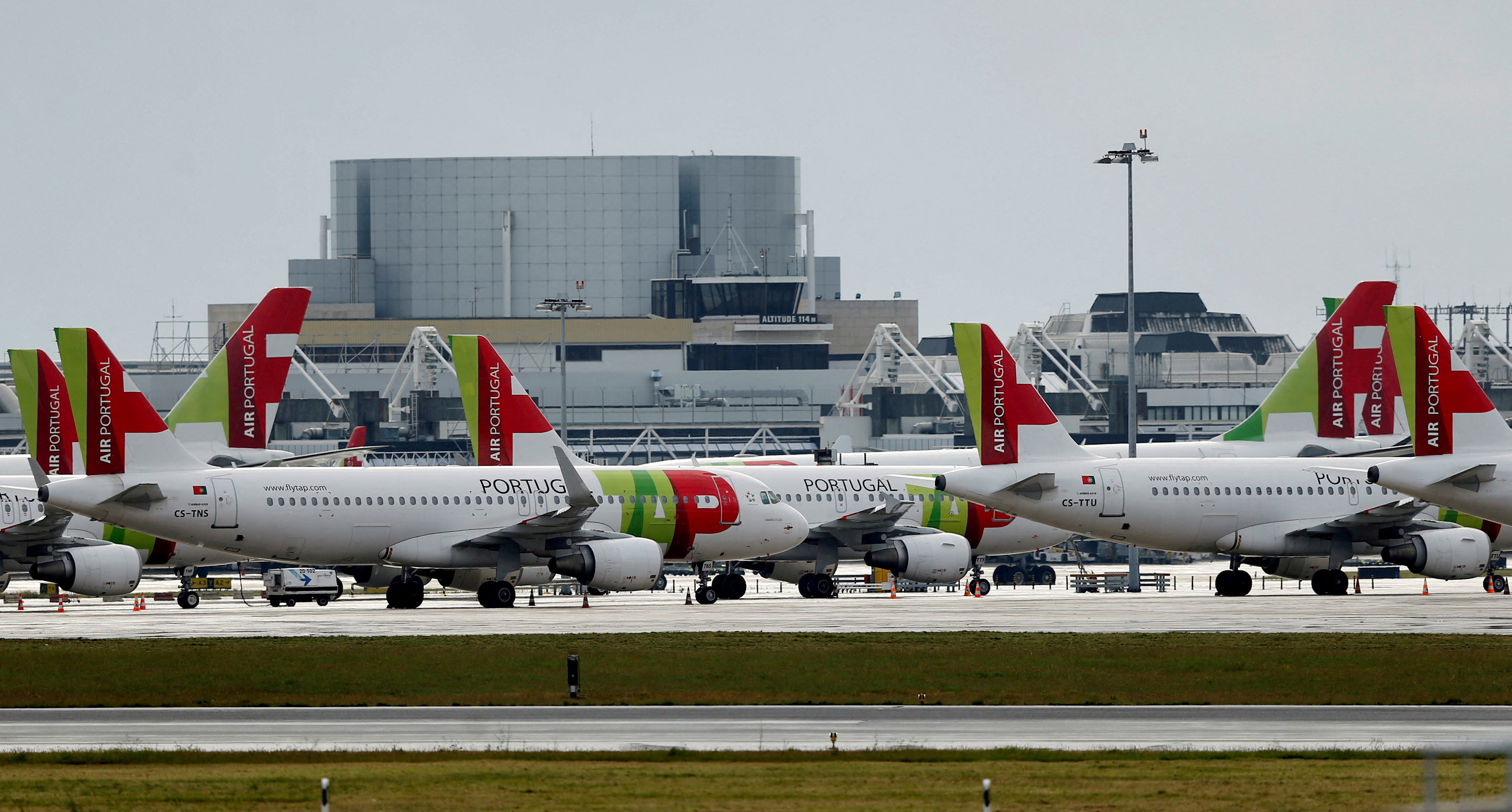 TAP planes are seen at Lisbon's airport