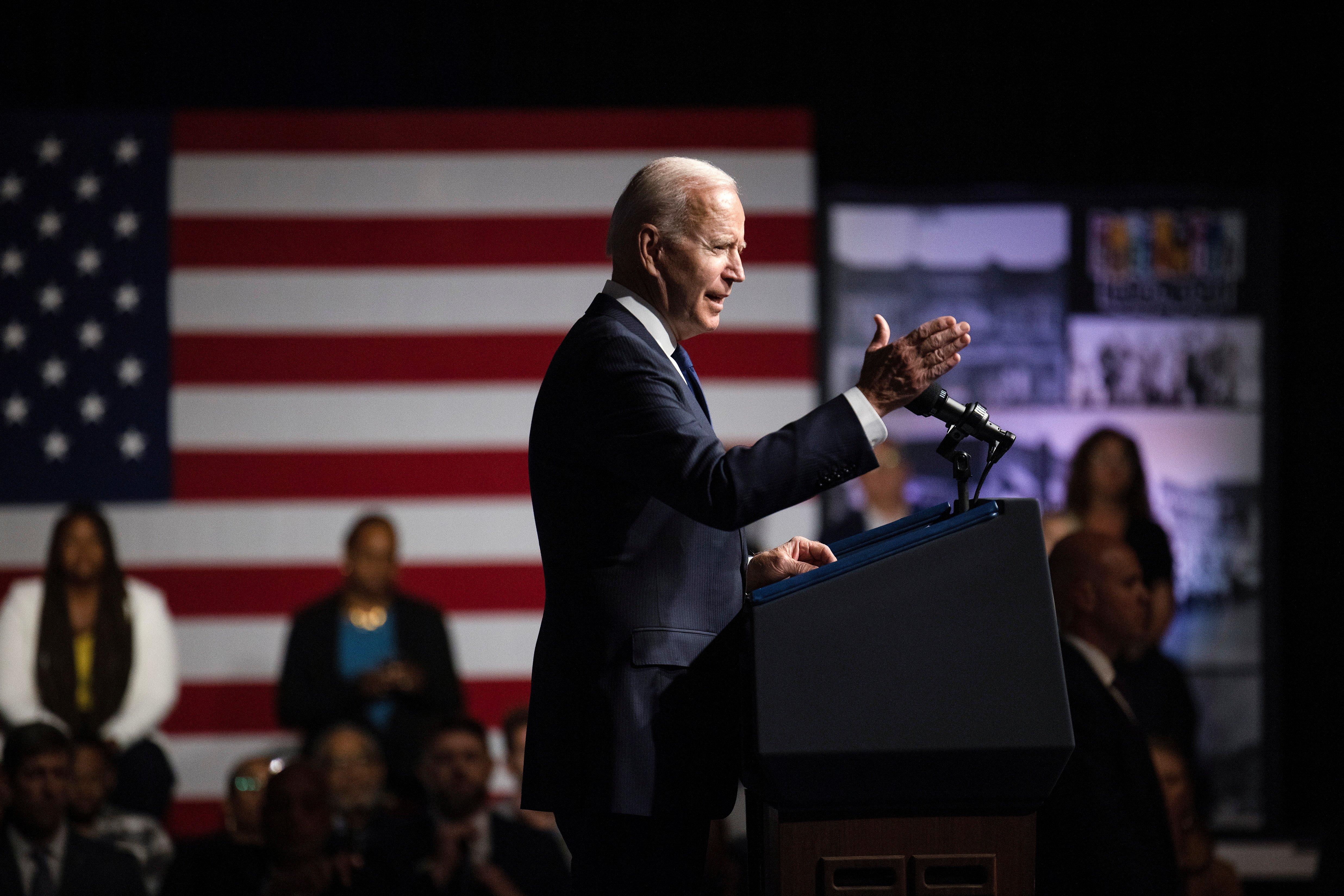 U.S. President Joe Biden delivers remarks on the centennial anniversary of the Tulsa race massacre during a visit to the Greenwood Cultural Center in Tulsa, Oklahoma, U.S., June 1, 2021. REUTERS/Carlos Barria