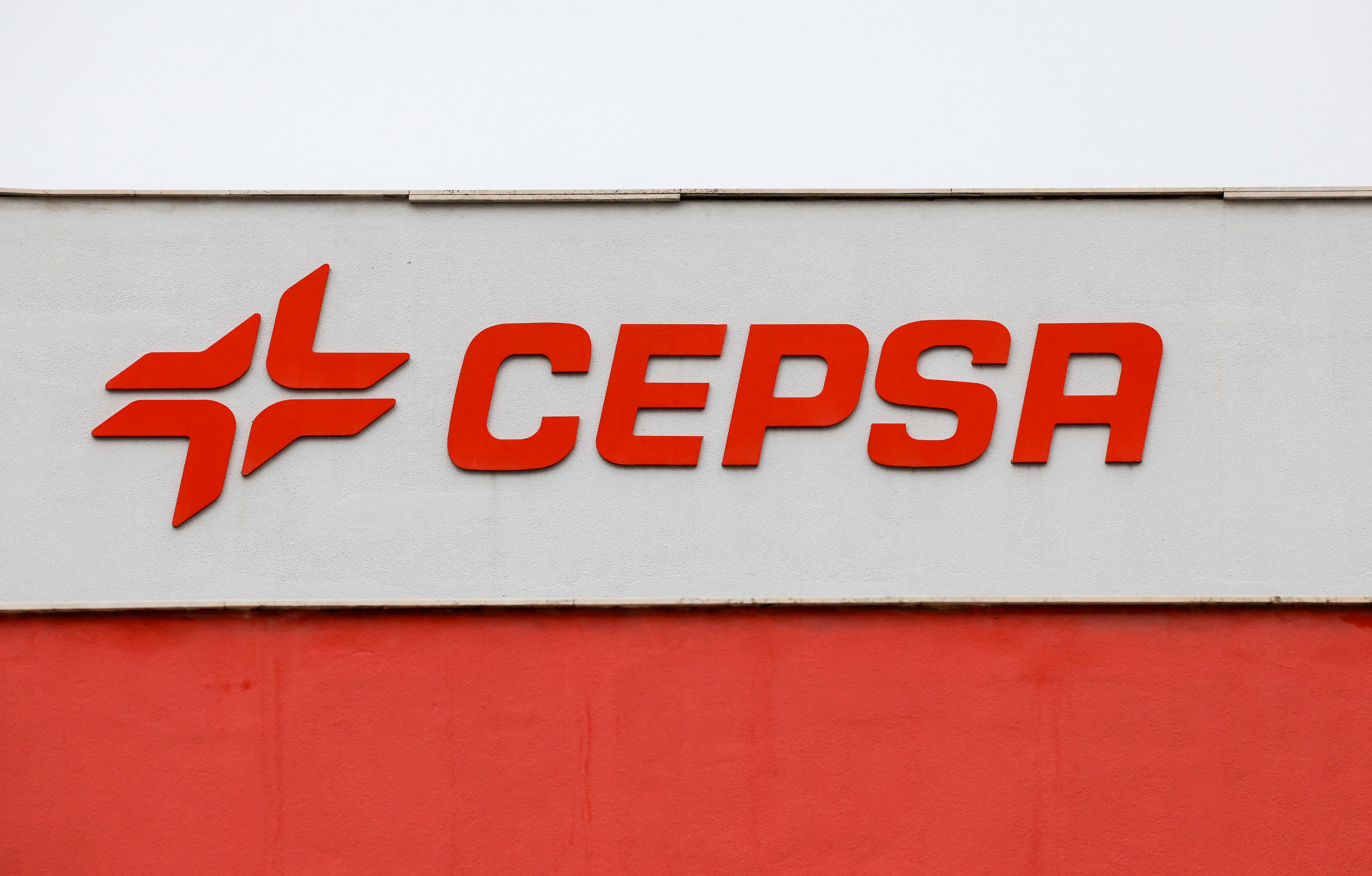 The logo of CEPSA is seen on the facade of a building at Cepsa Energy Park in San Roque