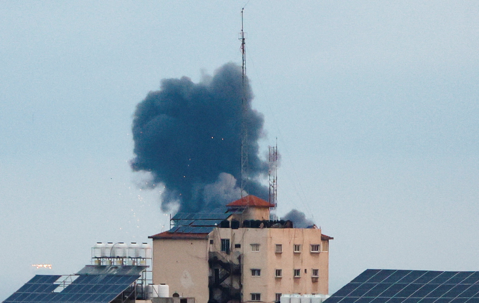 Smoke rises during an Israeli air strike, in Gaza City