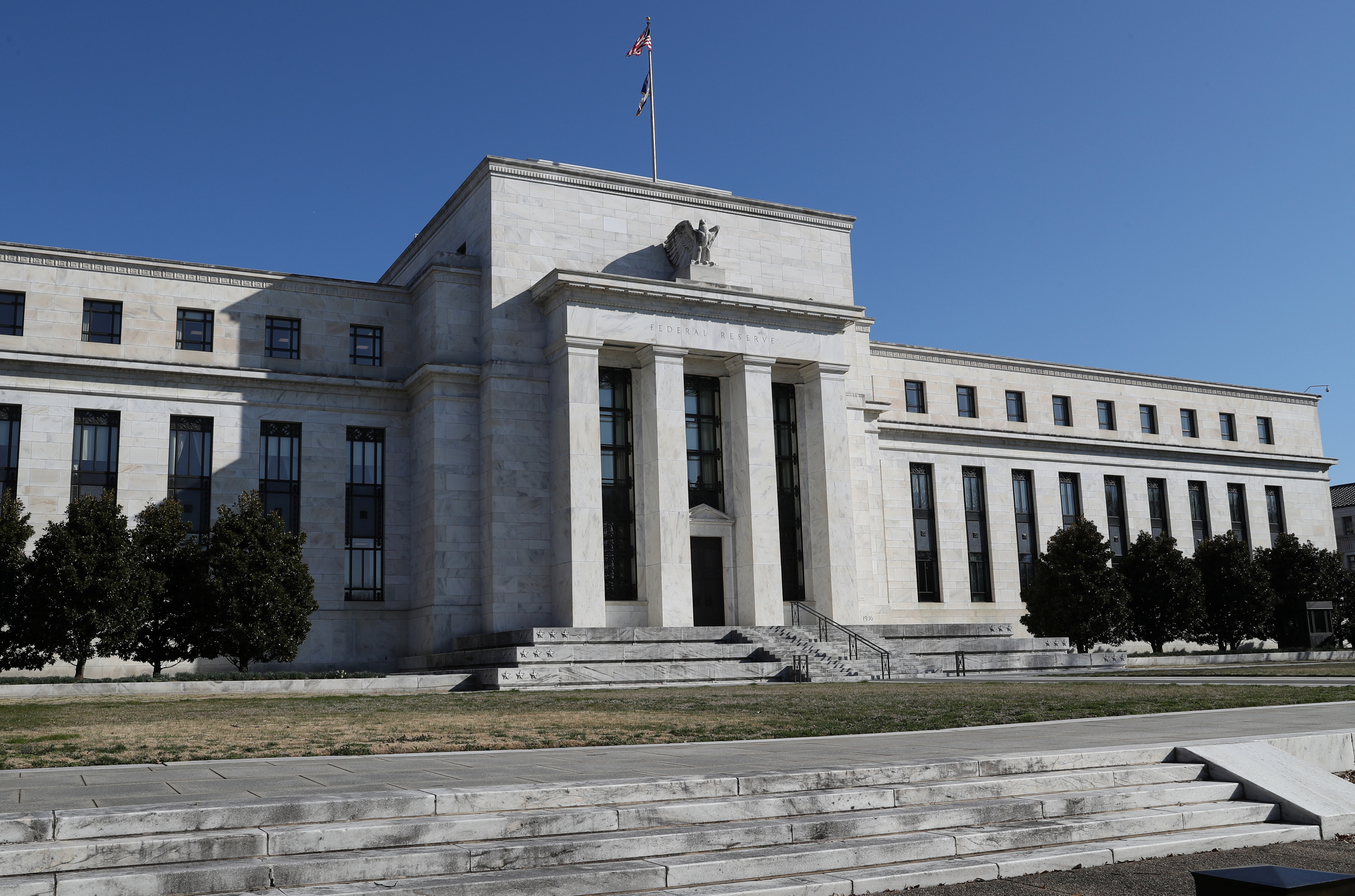 Federal Reserve Board building on Constitution Avenue is pictured in Washington, U.S., March 19, 2019. REUTERS/Leah Millis - RC186FA35920