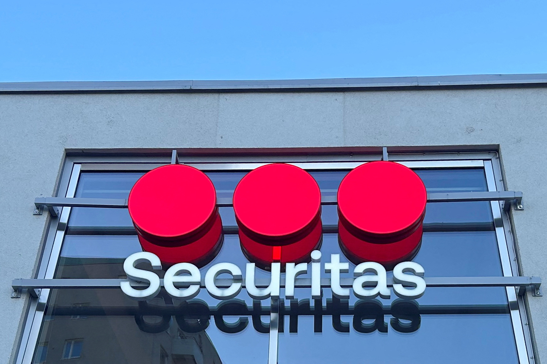 Securitas logo at company HQ in Stockholm