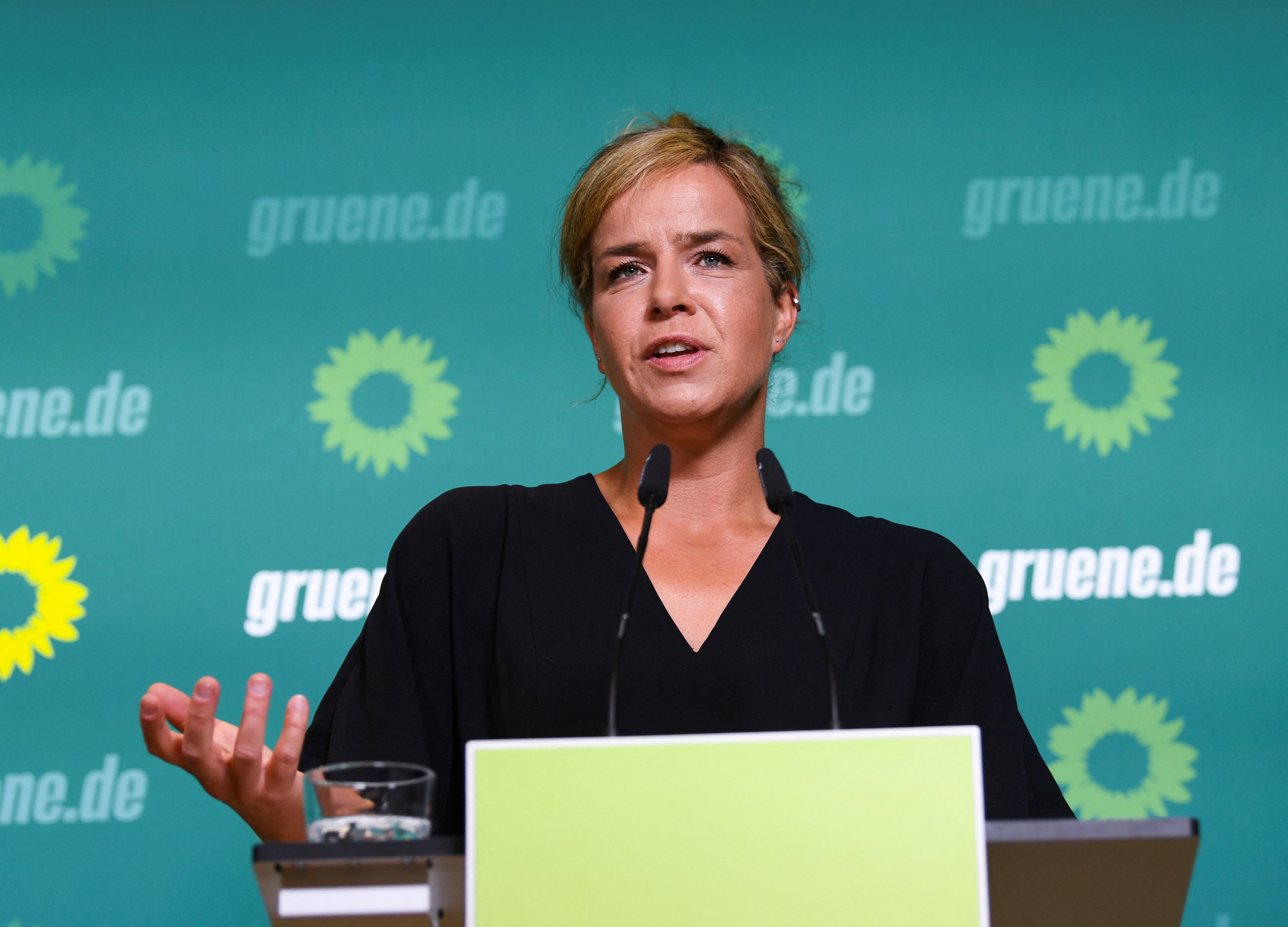 Green party reaction after elections in the German state of North Rhine-Westphalia, in Berlin