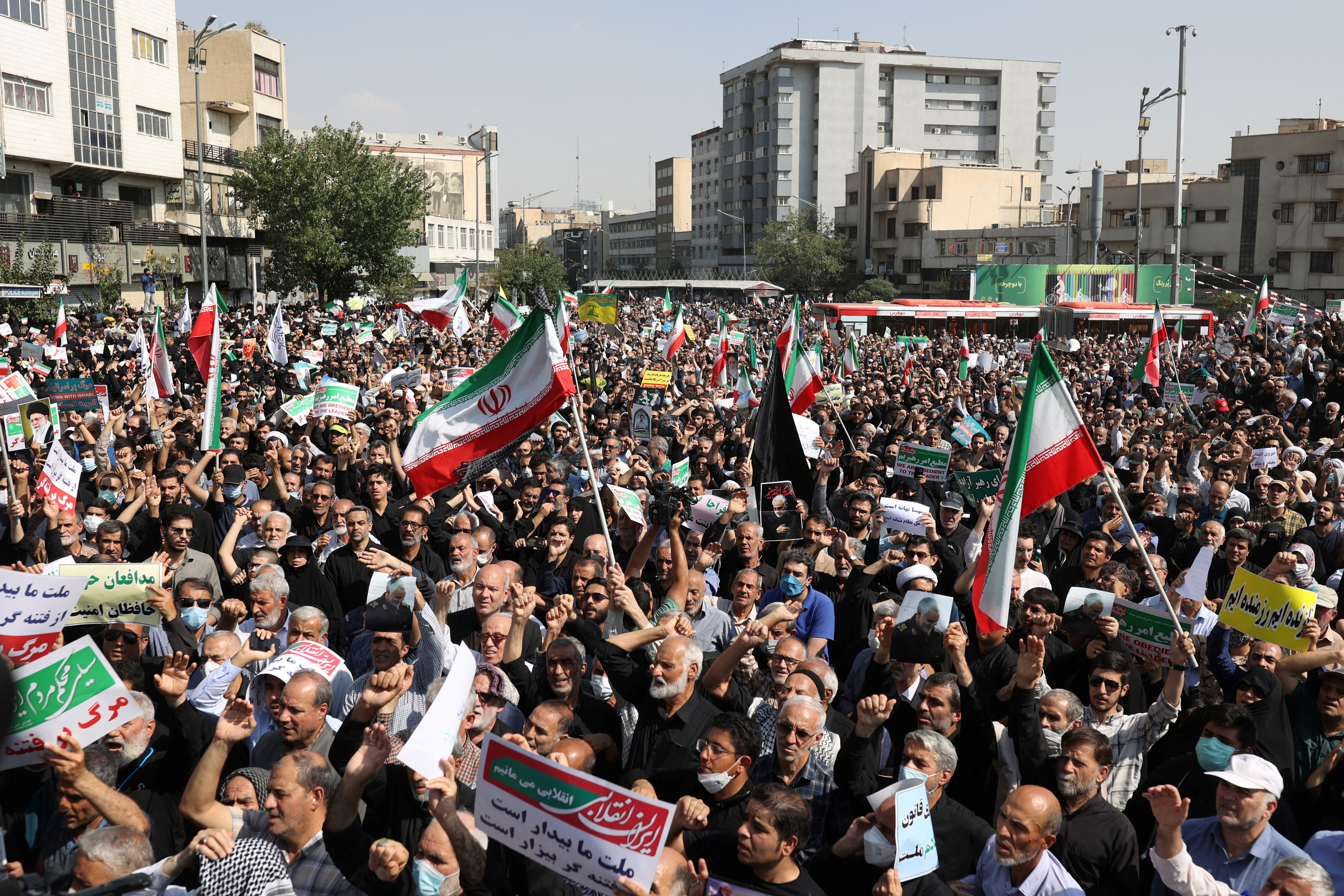 Pro-government peoples rally against the recent protest gatherings in Iran, after the Friday prayer ceremony in Tehran