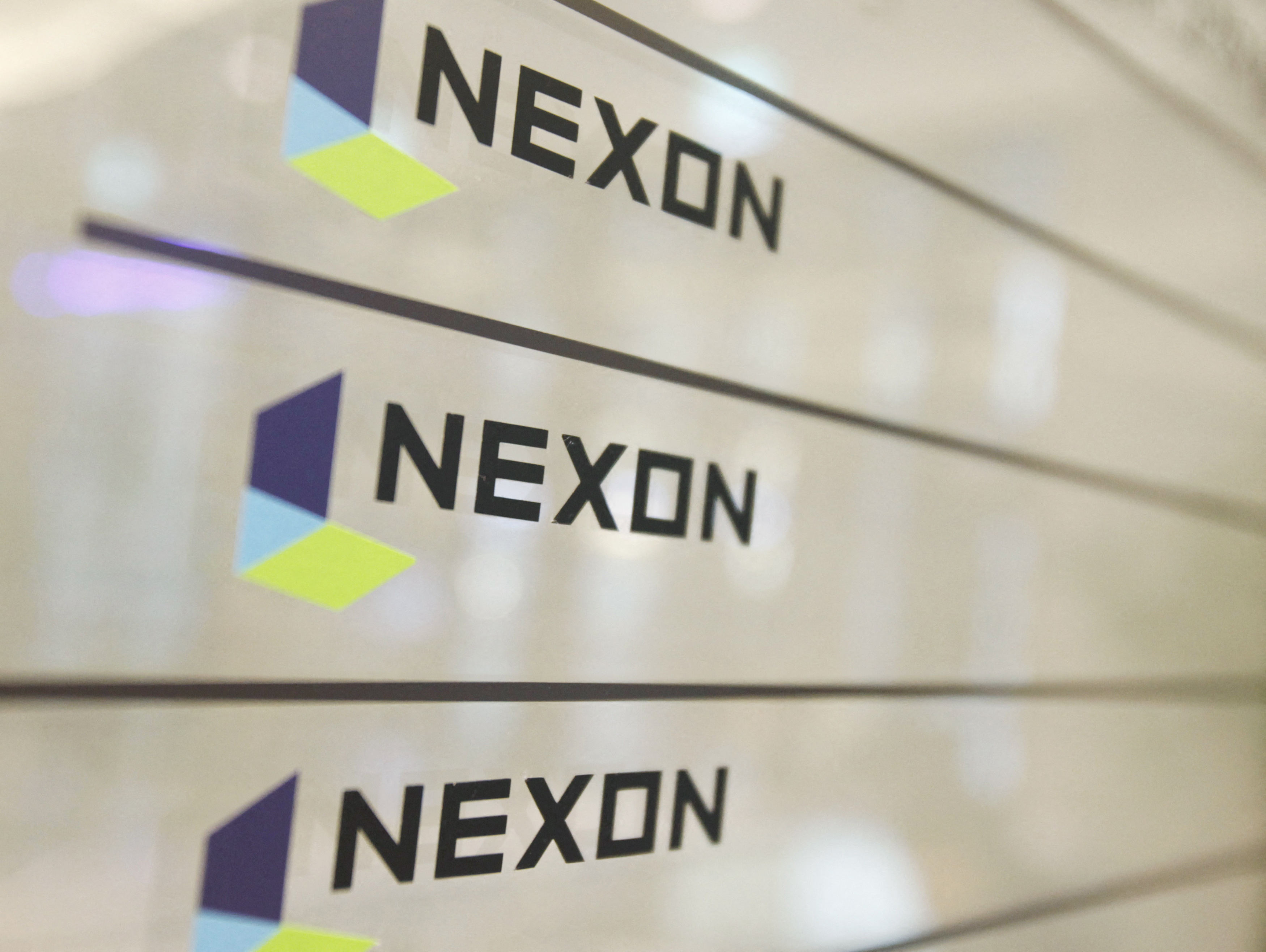 Logos of Nexon are seen at its main office building in Seoul