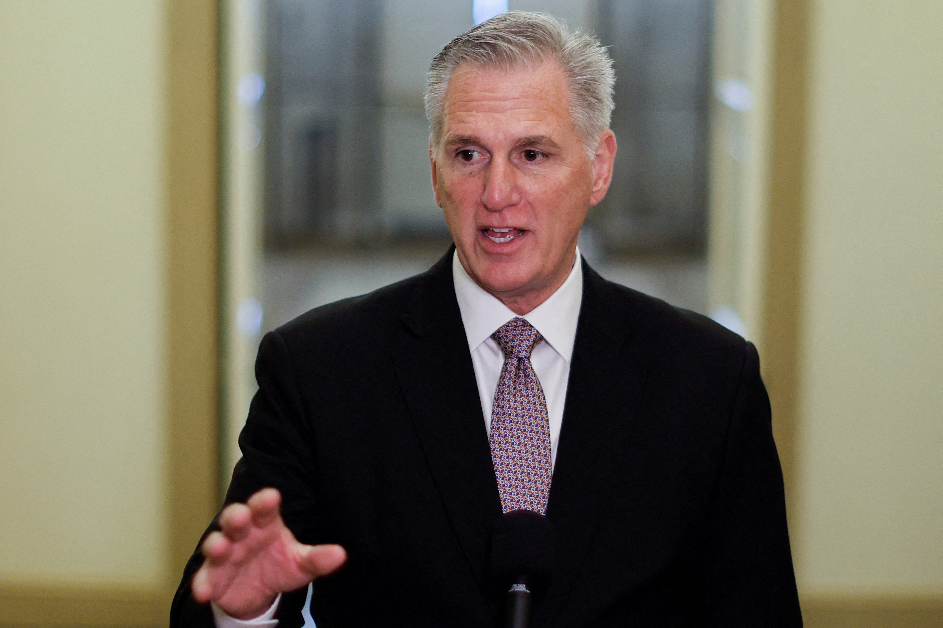 U.S. House Speaker Kevin McCarthy arrives for the day at the U.S. Capitol in Washington