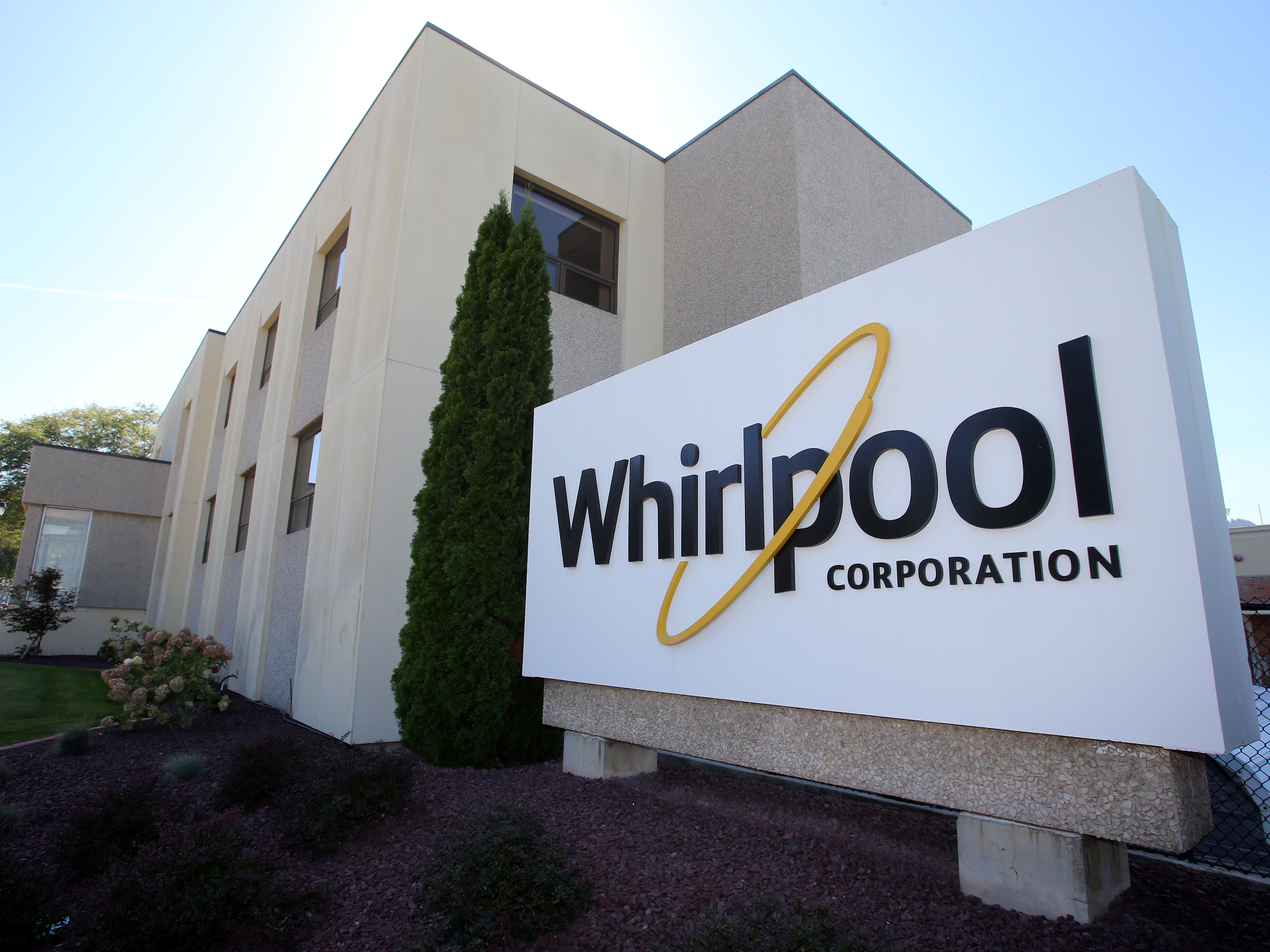 The administrative entrance at the Whirlpool plant in Clyde Ohio