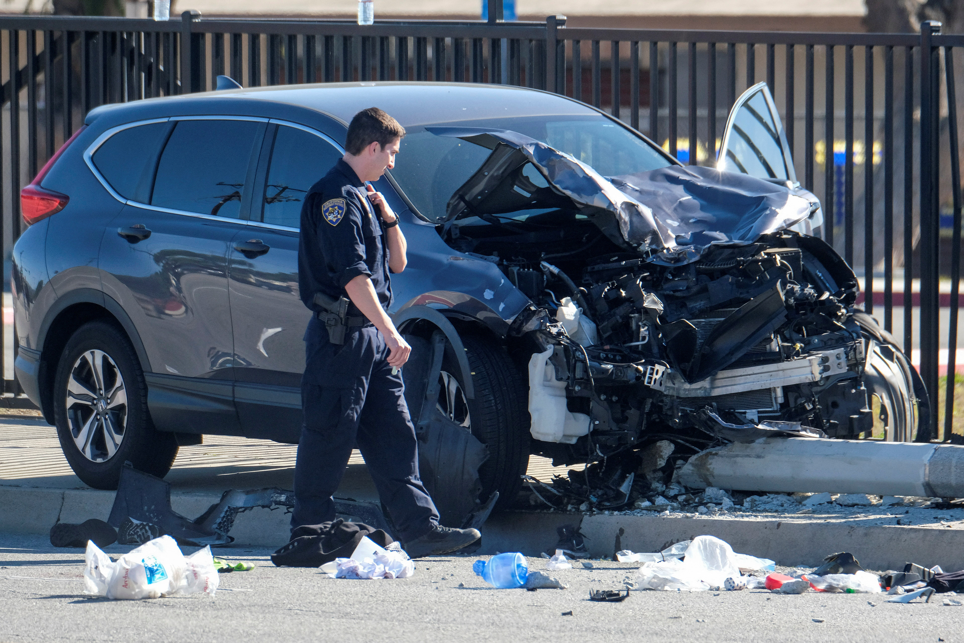 Car crashes into Los Angeles sheriff's department recruits on