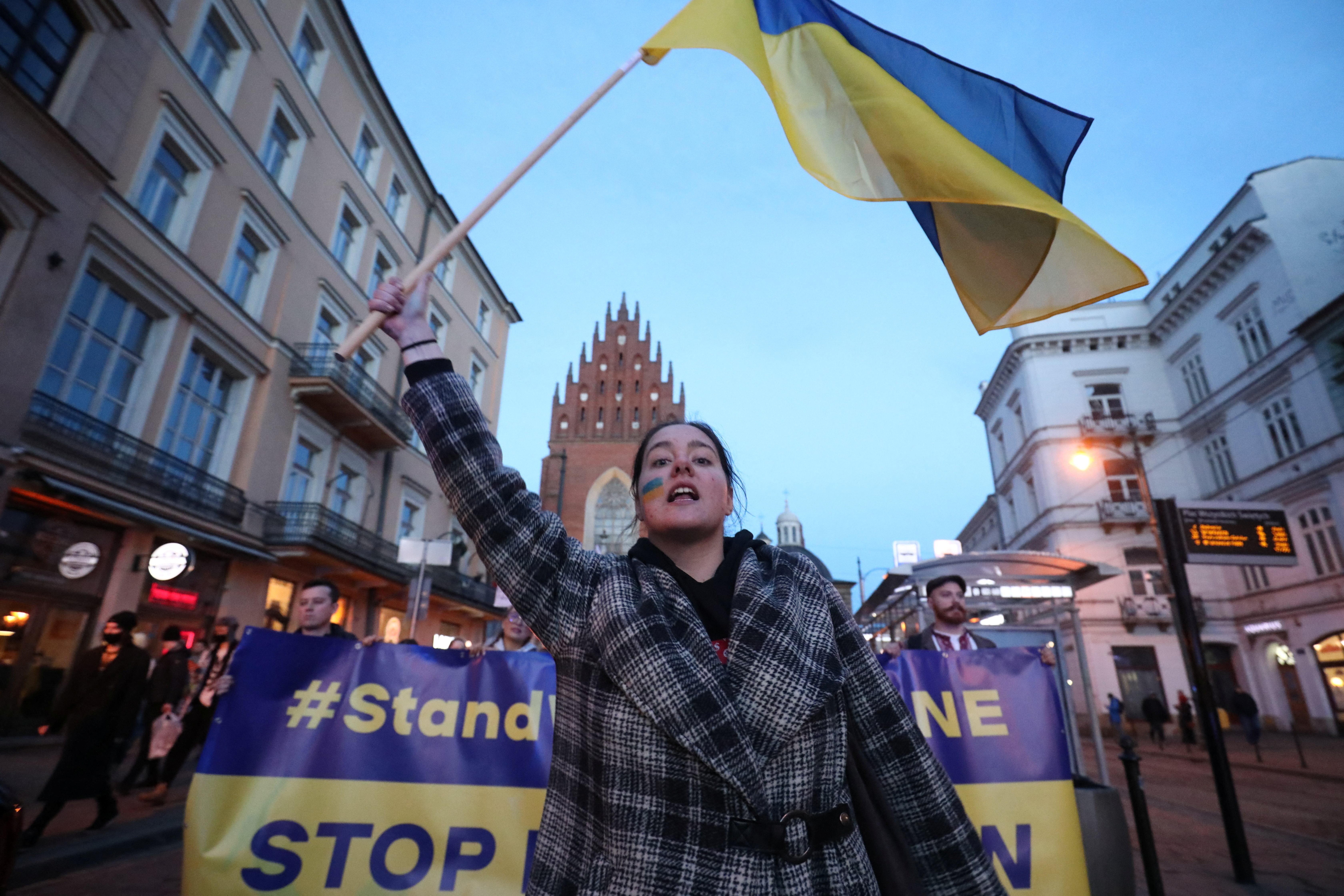 Protest in support of Ukraine, in Krakow