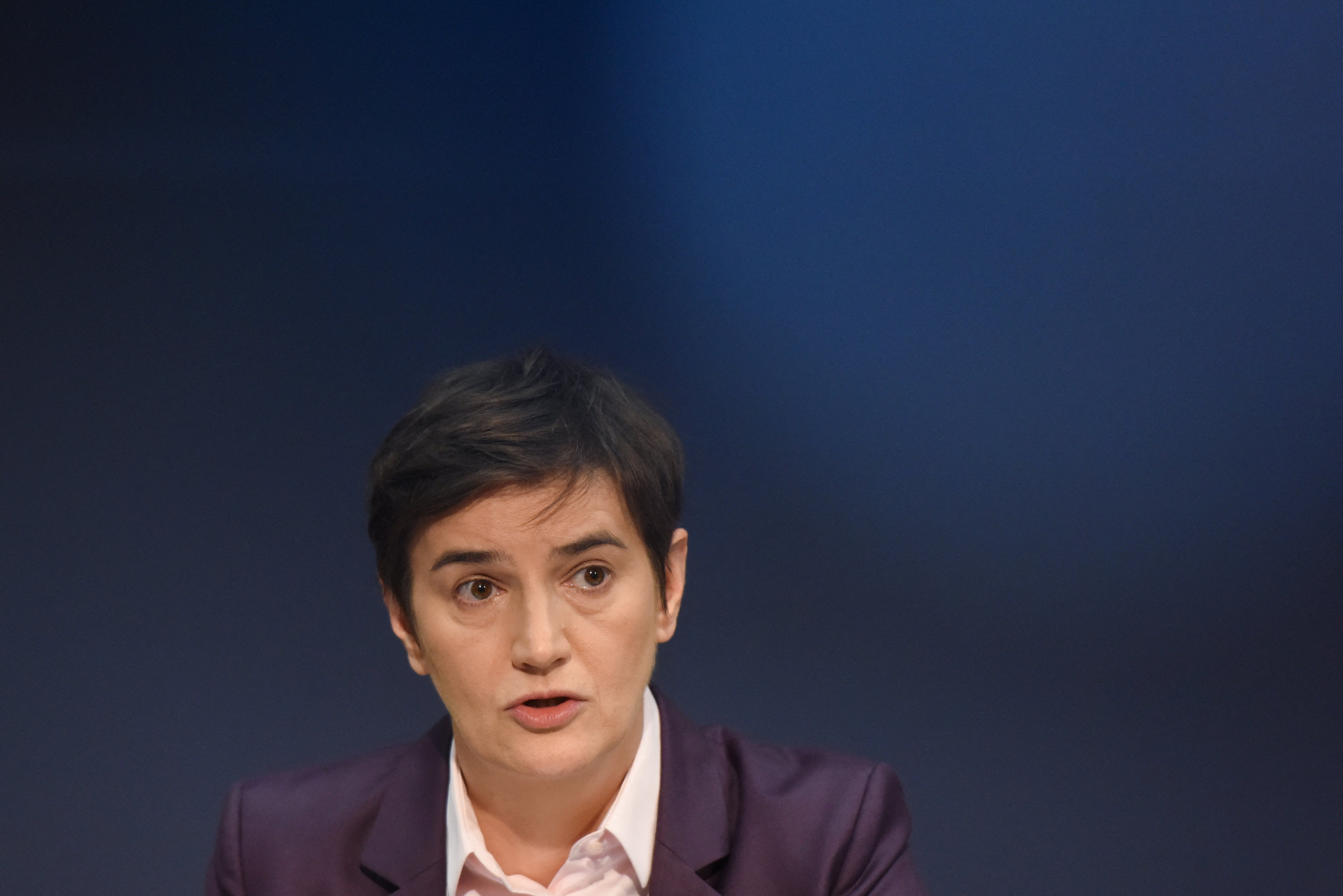 Serbian Prime Minister Ana Brnabic speaks during a news conference, in Belgrade