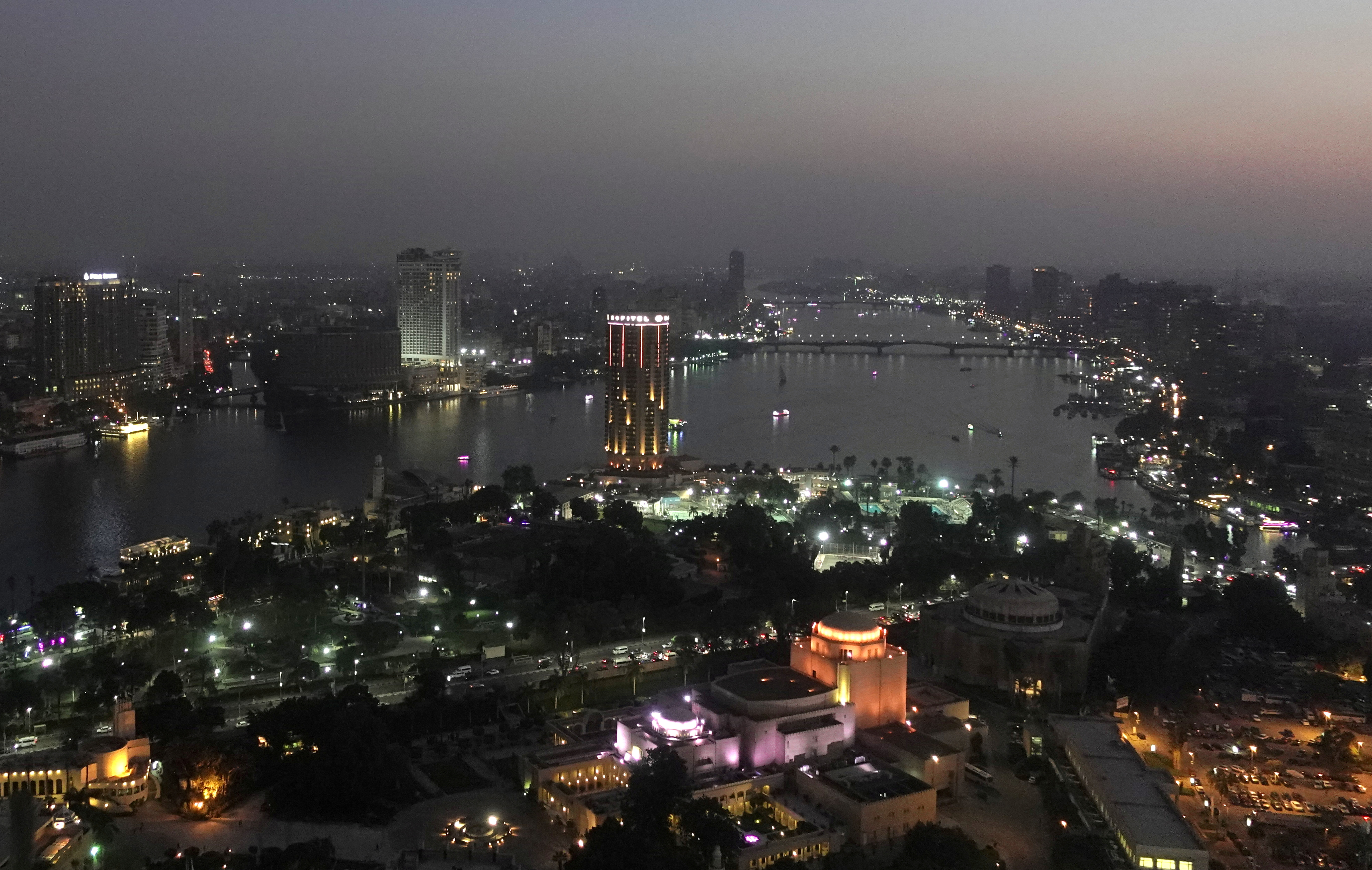 A view of the city skyline and River Nile from Cairo tower building in the capital of Cairo