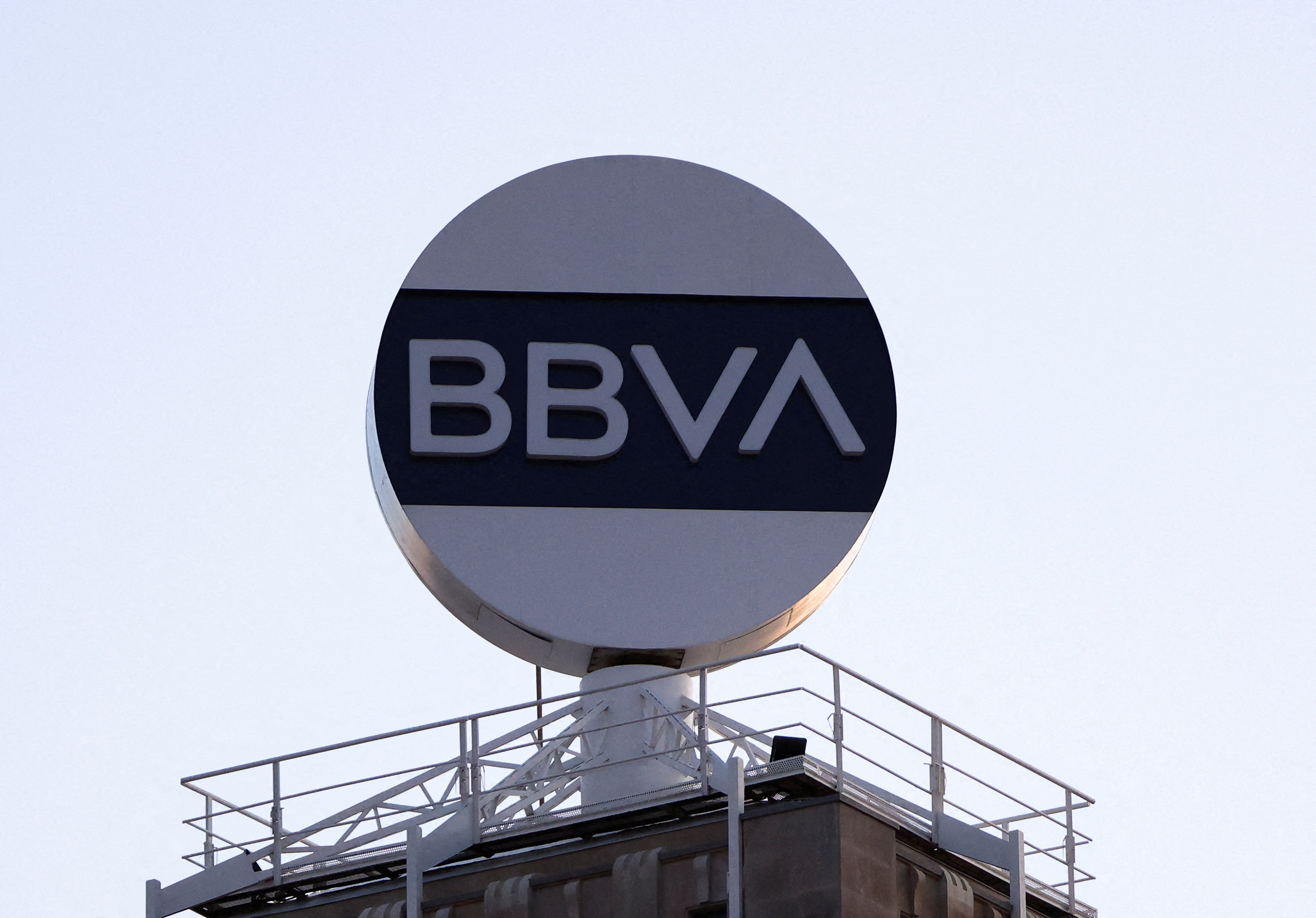 The logo of BBVA bank is displayed in Barcelona