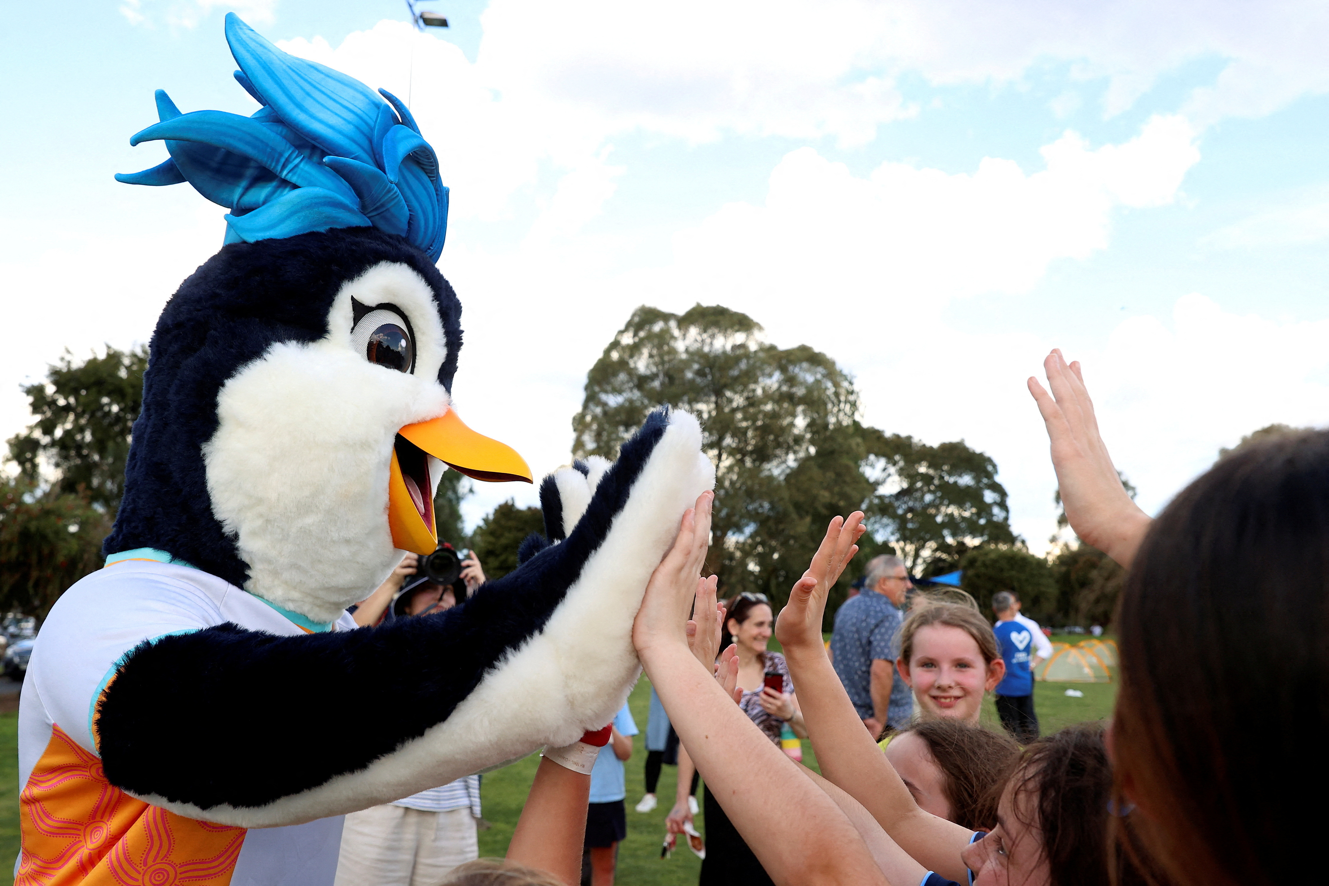 A FIFA Volunteer Programme launch with 2023 official mascot Tazuni before the Women's World Cup in Melbourne