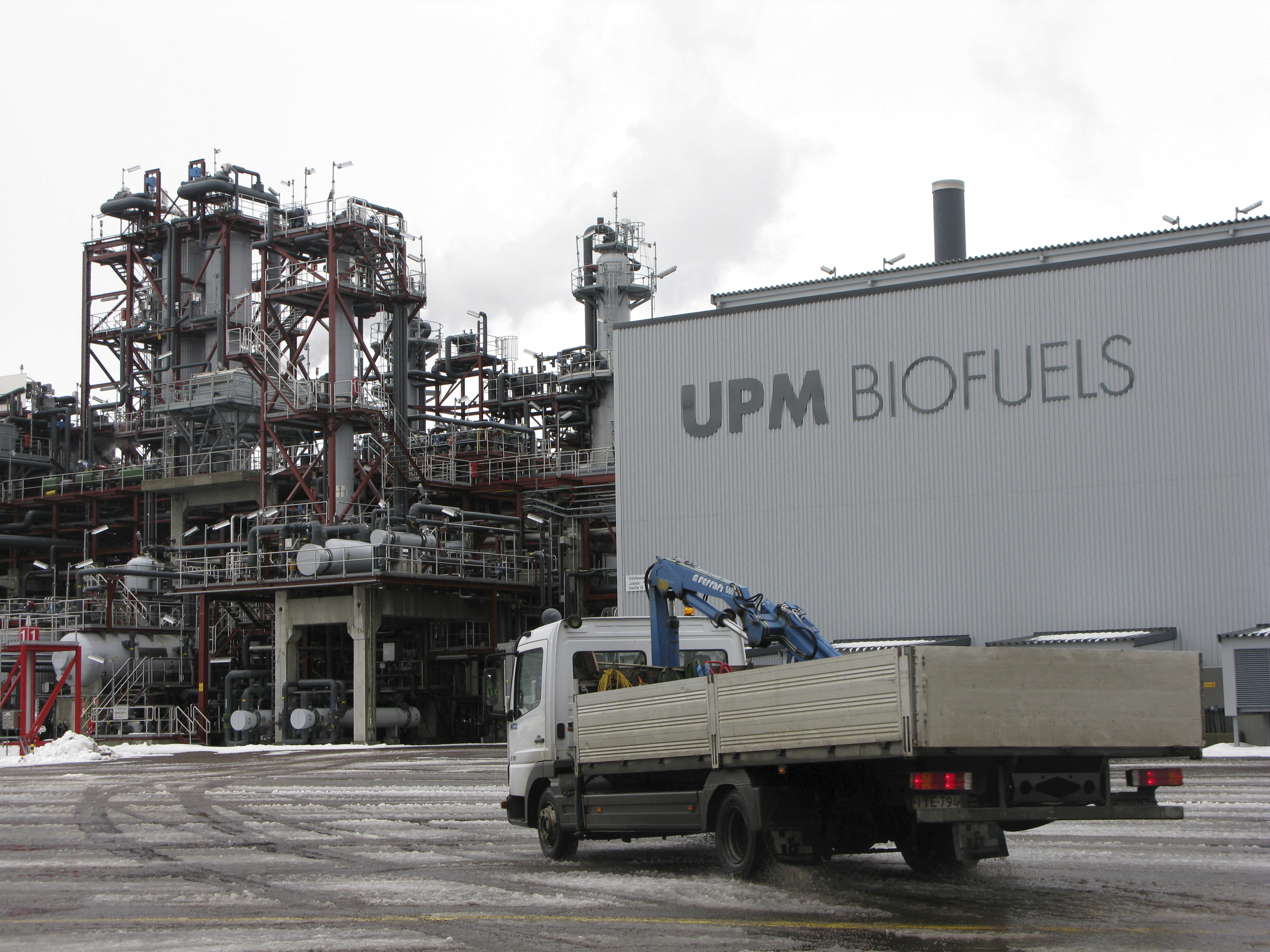 File photo of maintenance truck at UPM-Kymmeneis biofuel plant in Lappeenranta