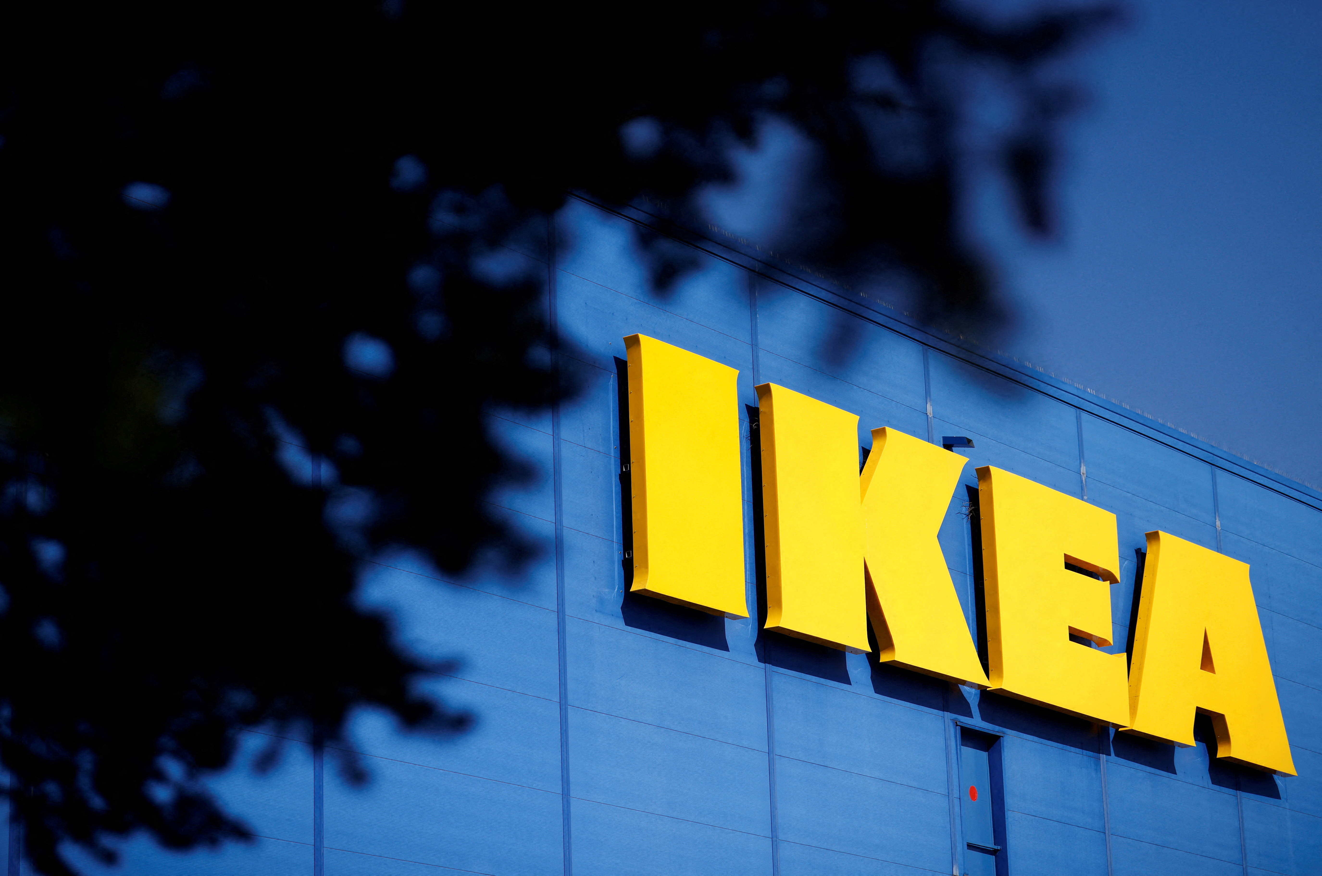 The company's logo is seen outside of an IKEA Group store in Saint-Herblain near Nantes, France, March 22, 2021. REUTERS/Stephane Mahe/File Photo