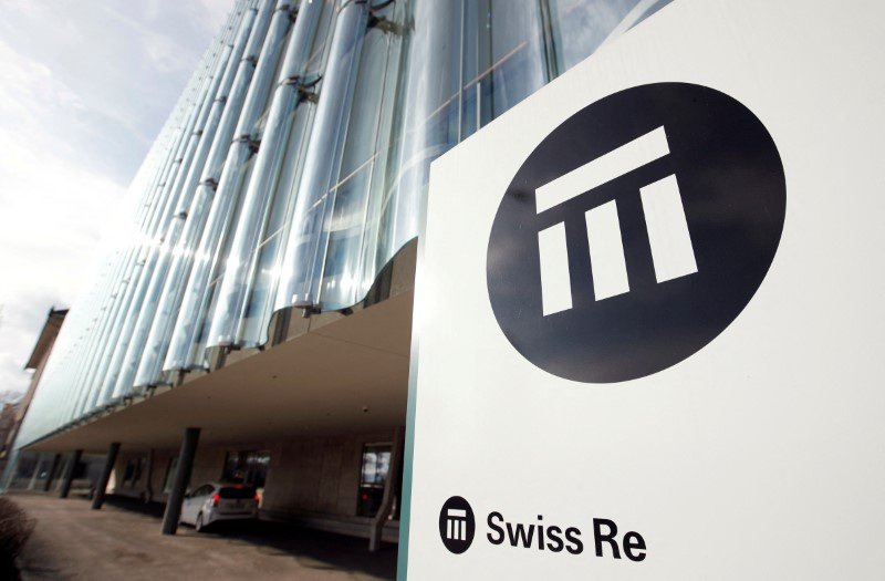 The logo of insurance company Swiss Re is seen in front of its headquarters in Zurich