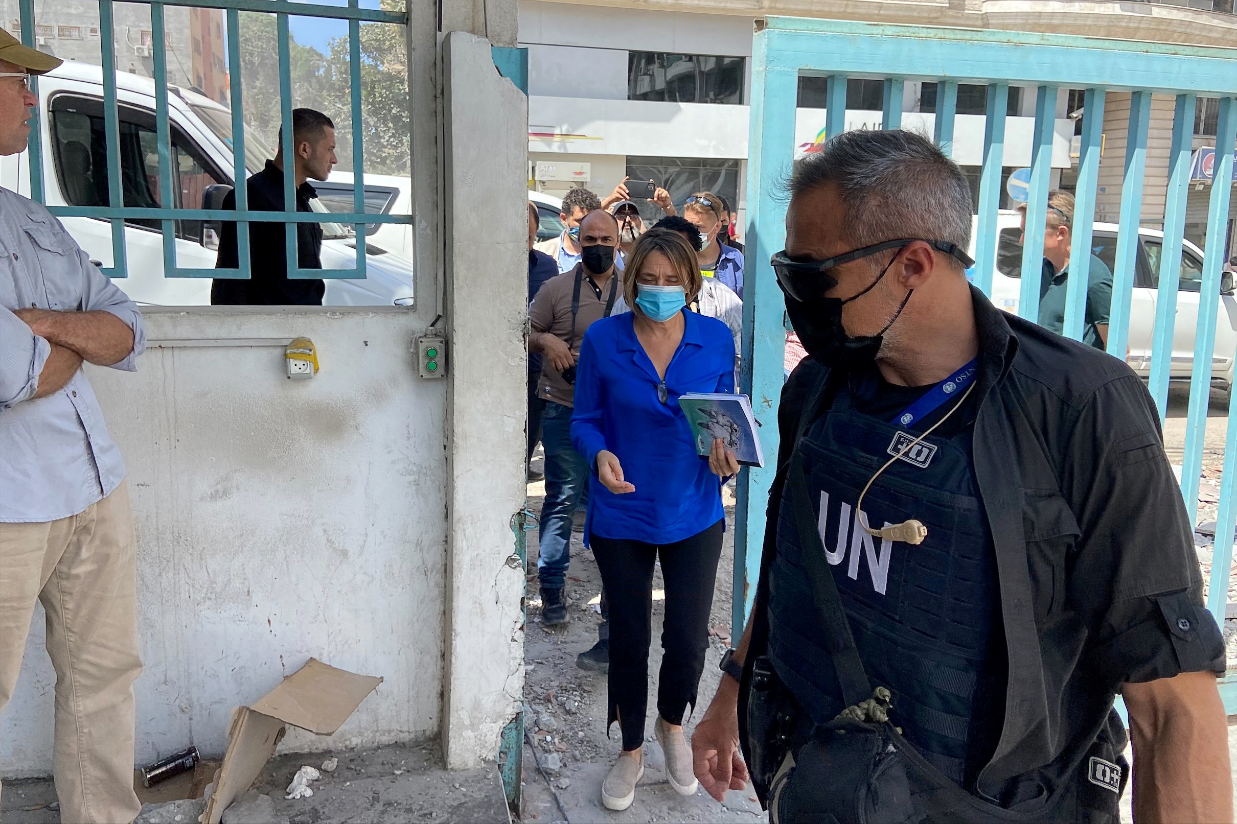 Lynn Hastings, the Head of the humanitarian operations in the Occupied Palestinian Territory, visits Gaza City May 22, 2021. REUTERS/Nidal al-Mughrabi