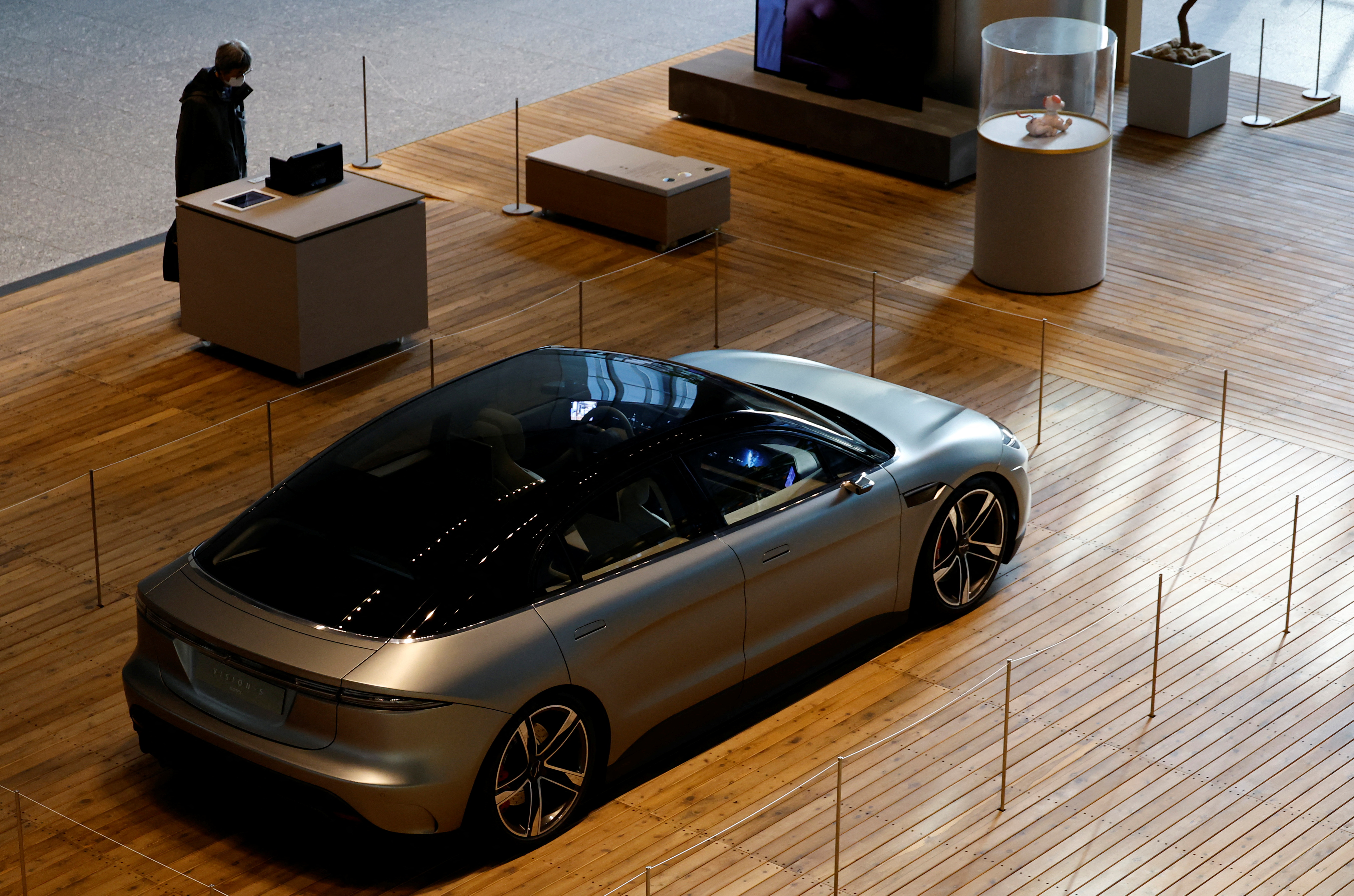 Sony Corp's Vision-S Prototype vehicle is displayed at its headquarters in Tokyo