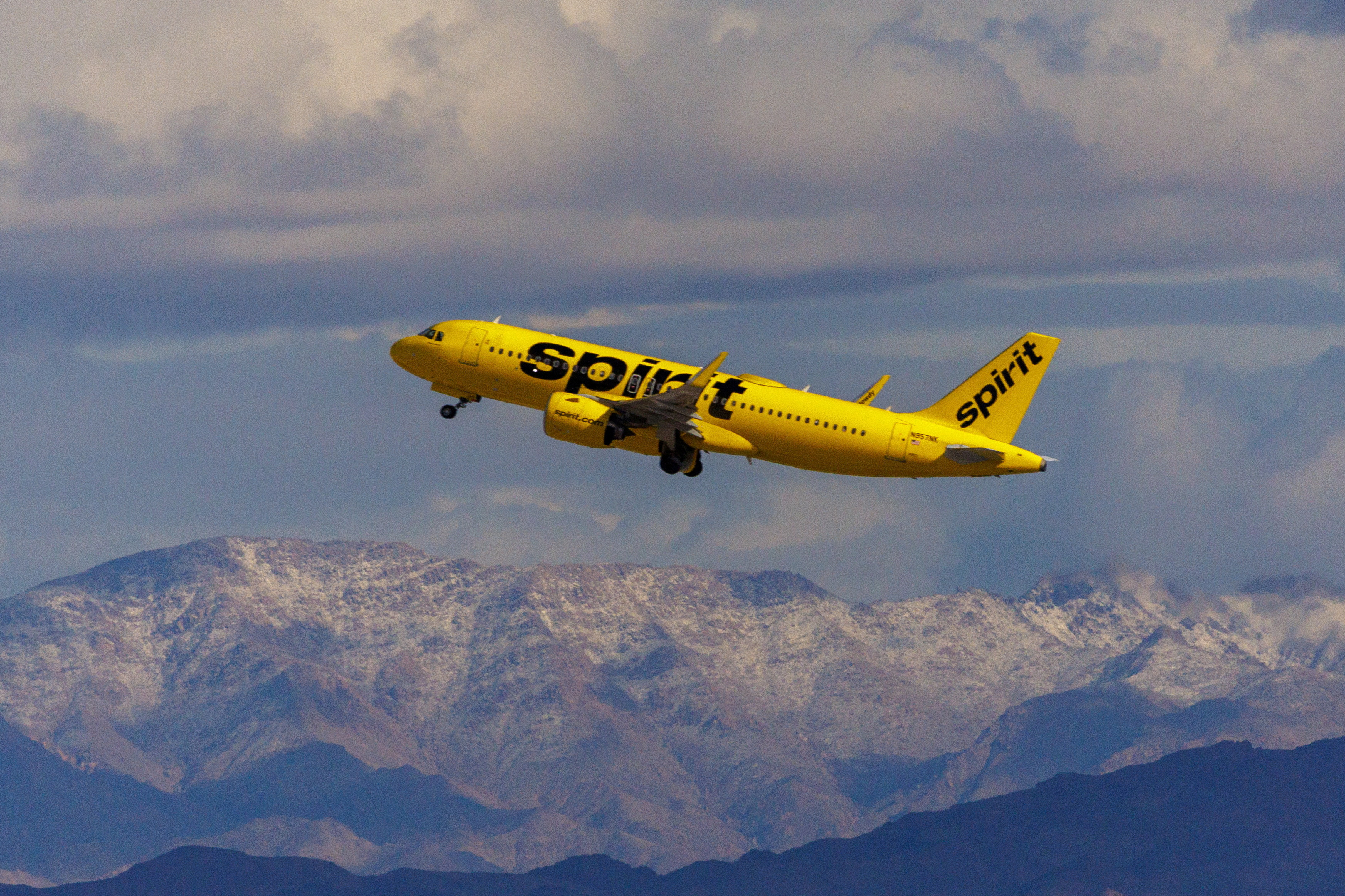Spirit Airlines commercial airlines takes off from Las Vegas