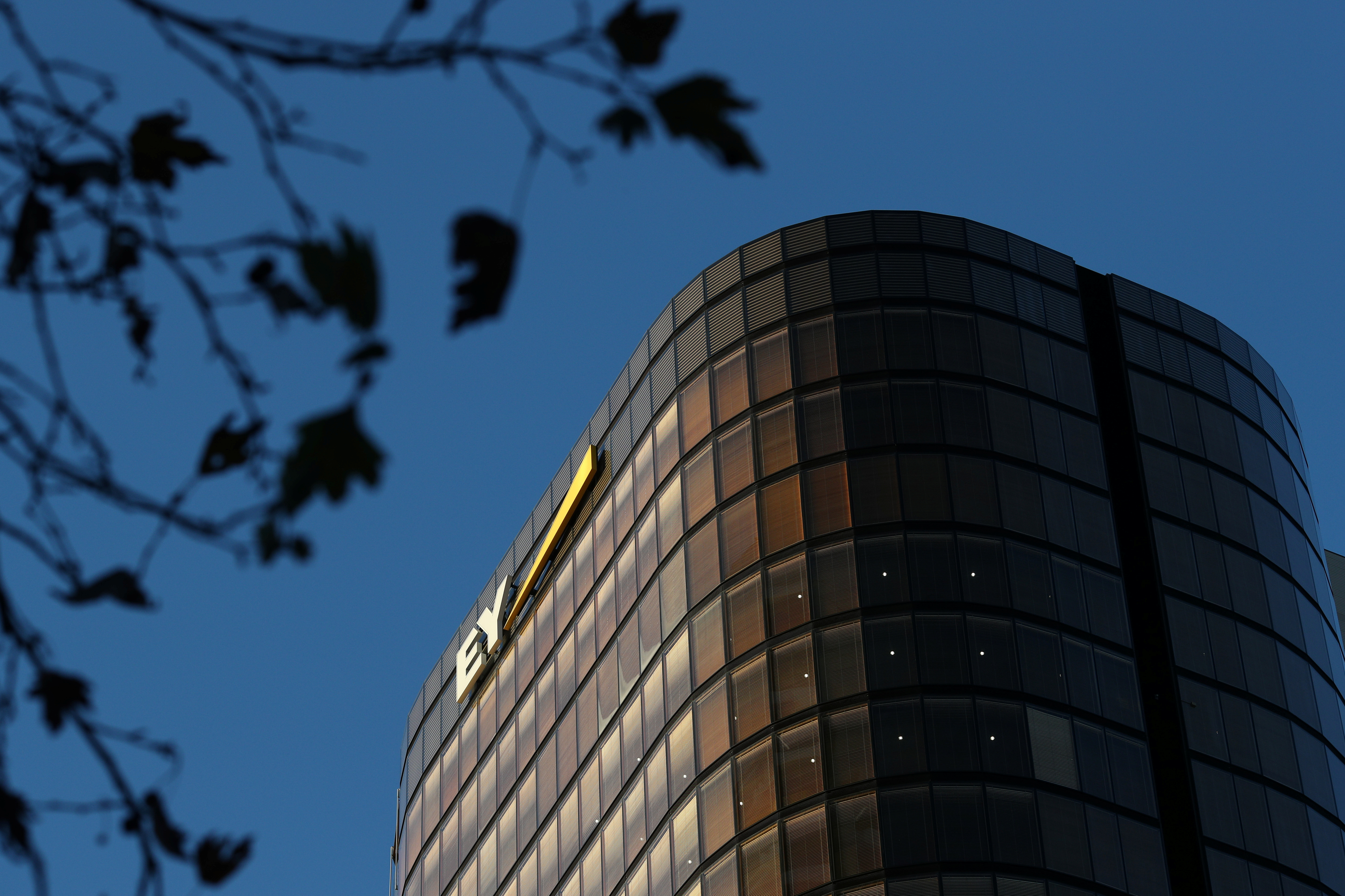 An office building with Ernst & Young (EY) logo is seen in Sydney