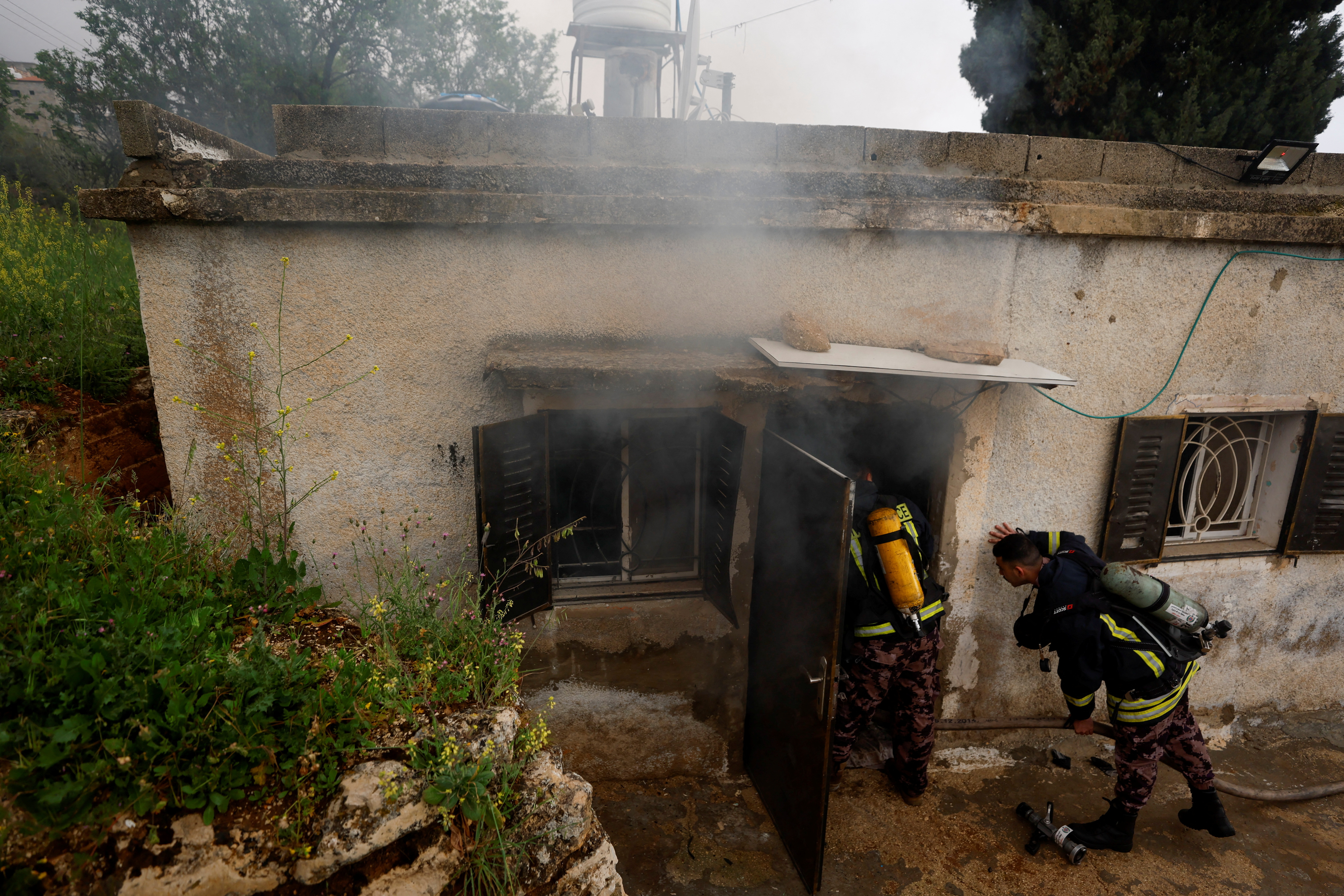 Aftermath of an attack on a Palestinian house, near Ramallah