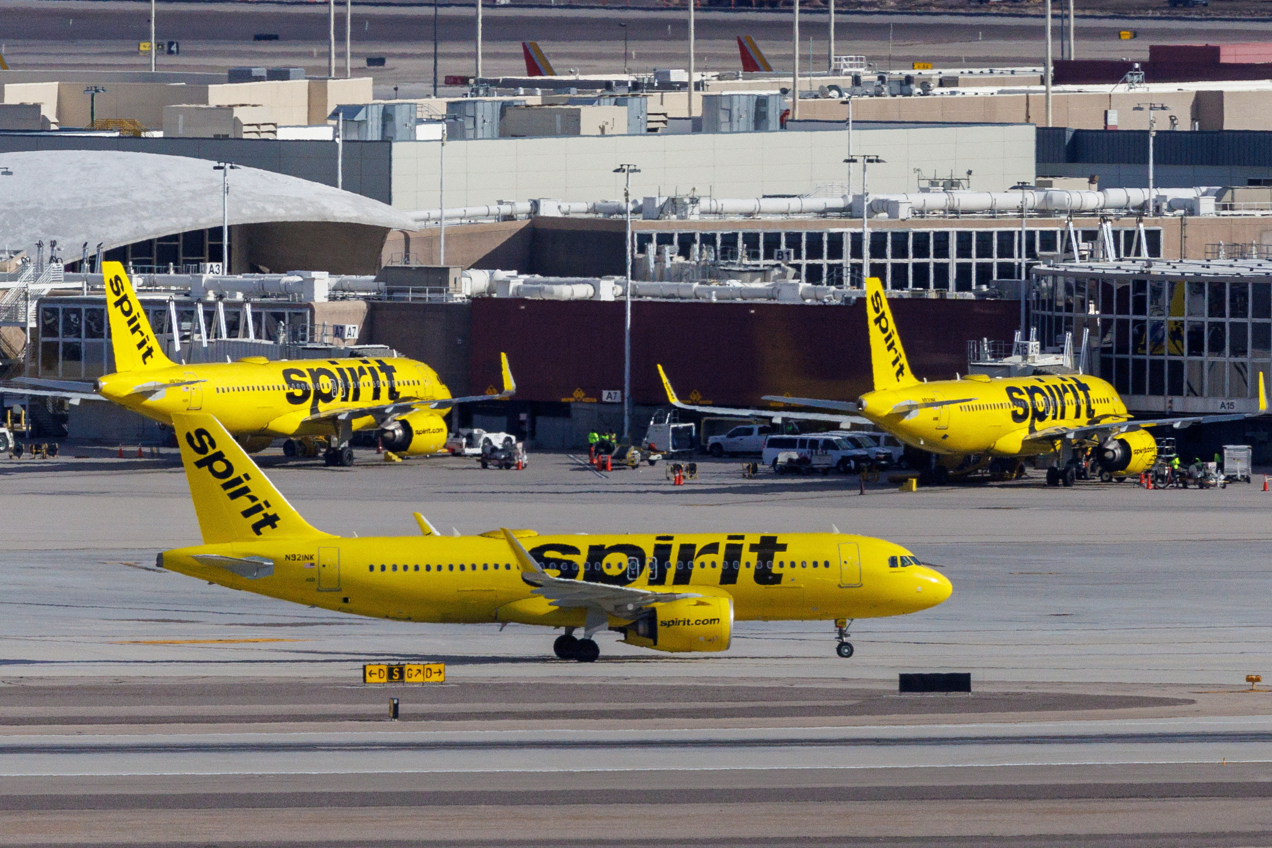 Spirit Airlines commercial aircraft in Las Vegas