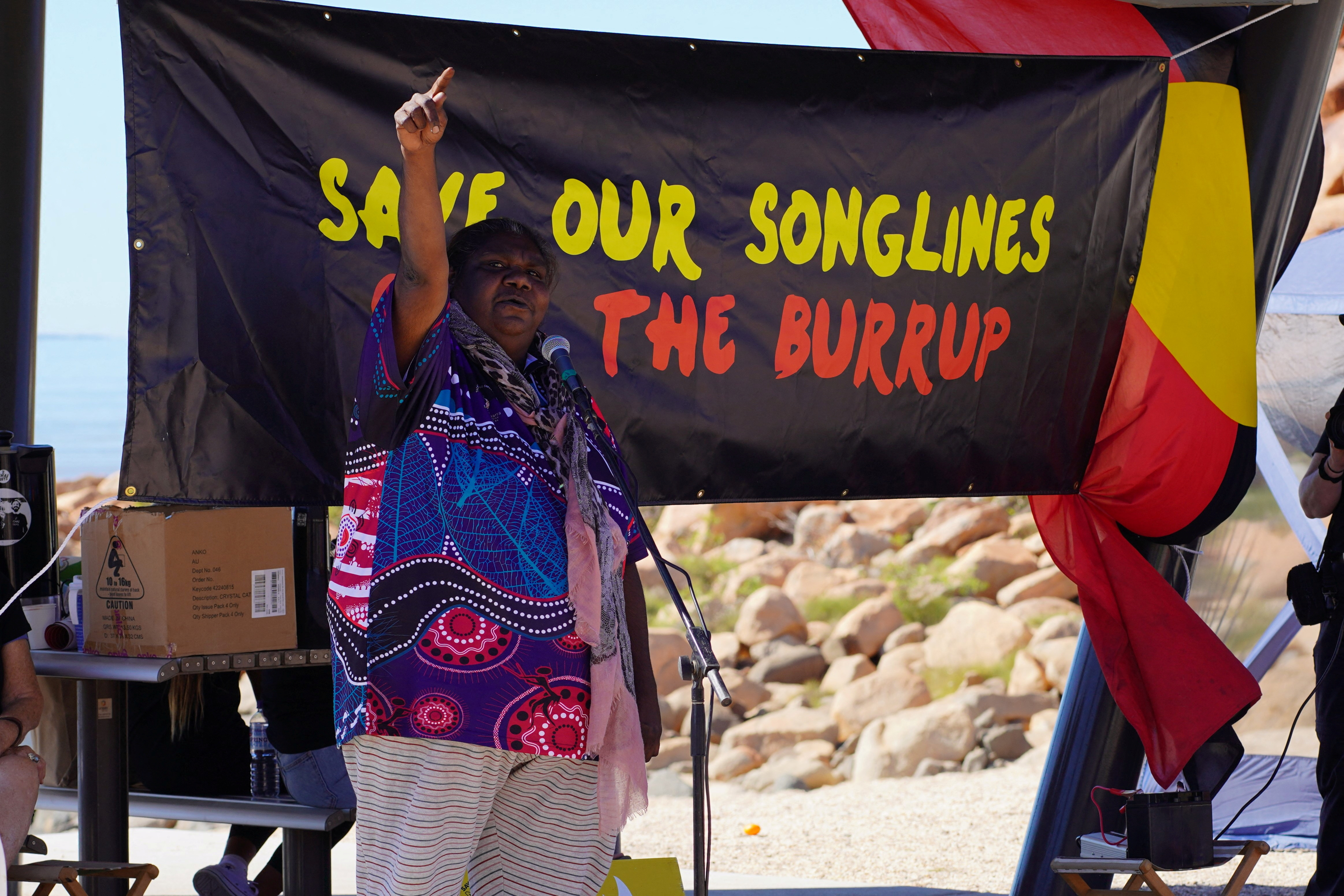 Murujuga indigenous custodians campaign to protect sacred rock art in Sydney