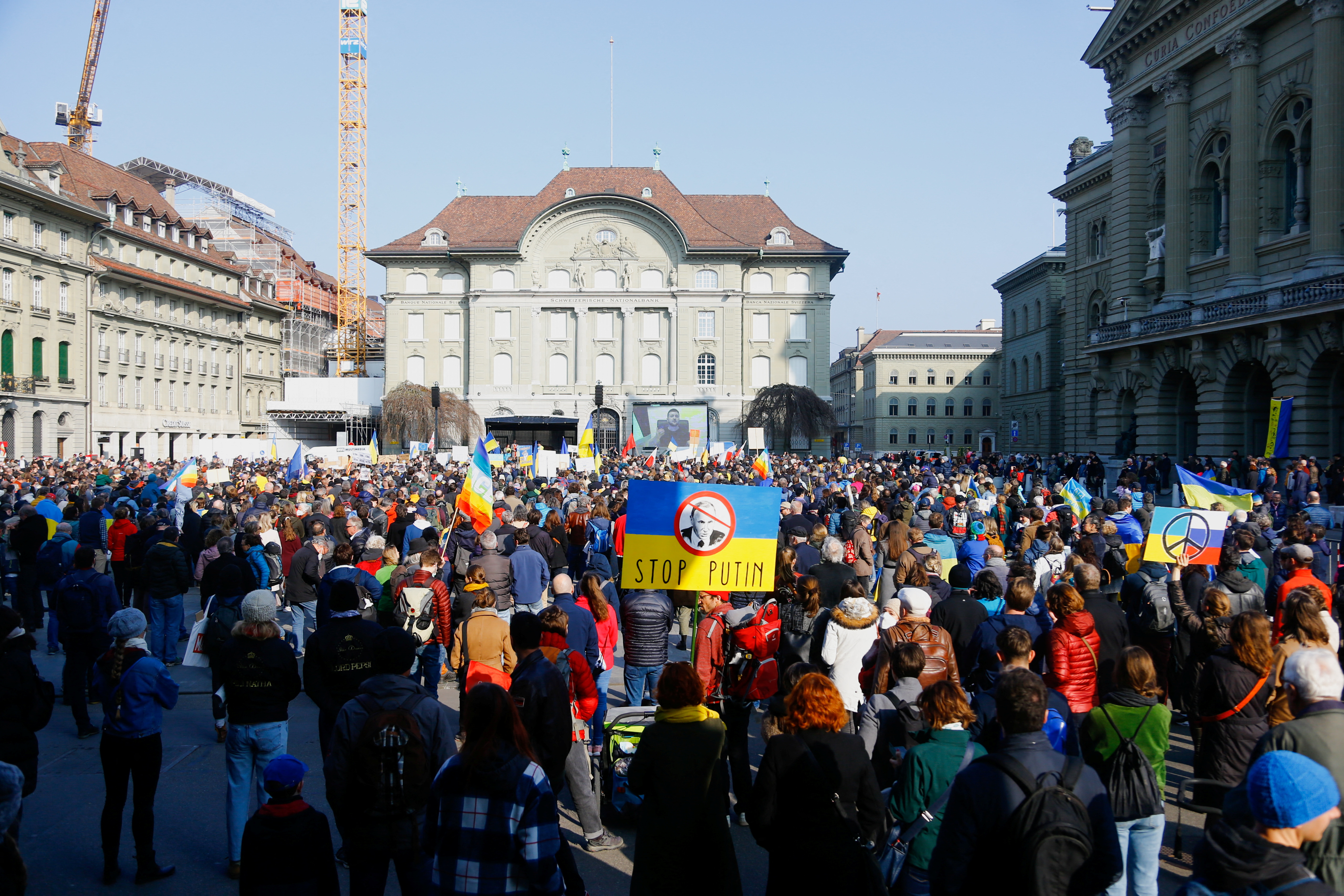 Anti-war protest against Russian invasion of Ukraine, in Bern