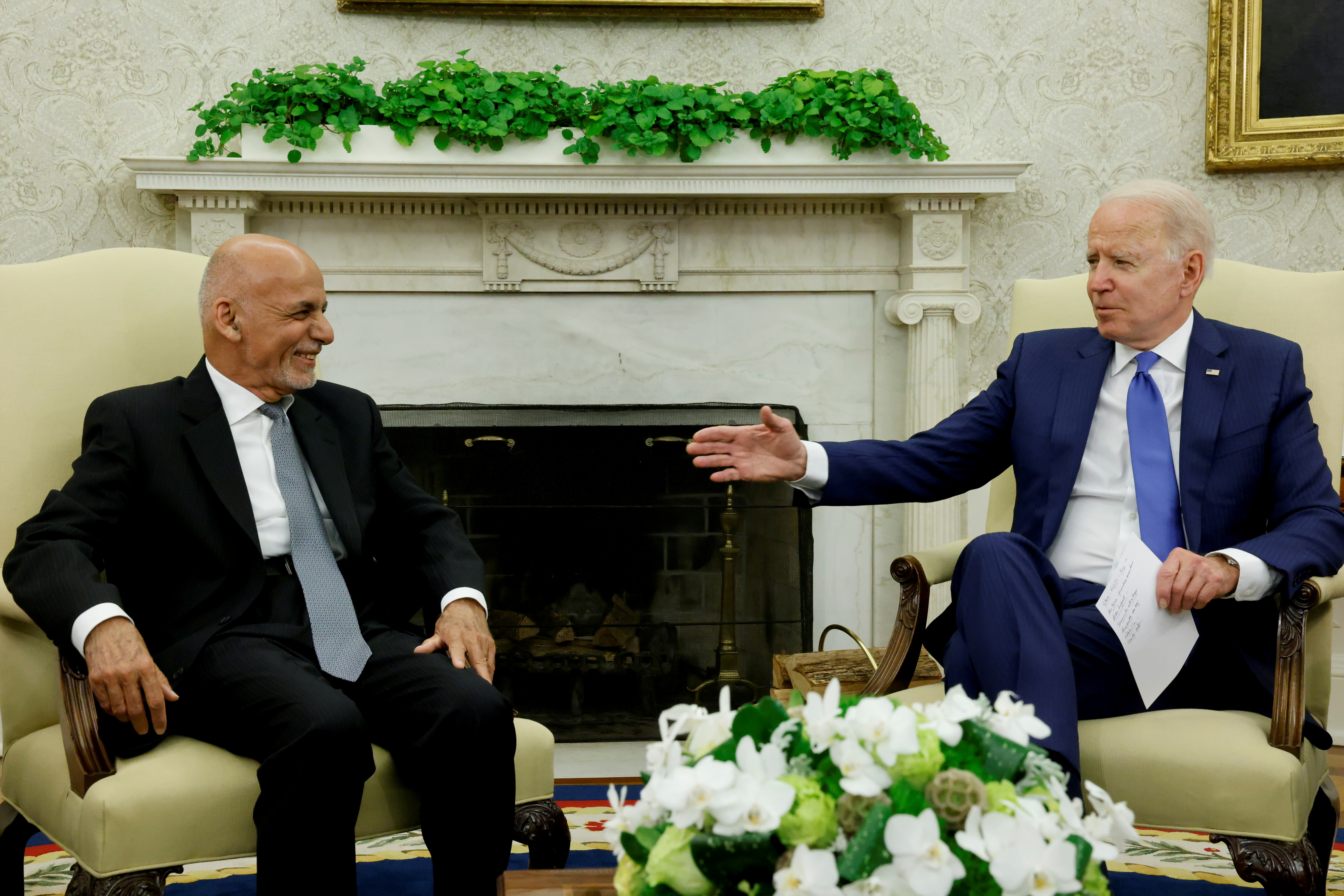 U.S. President Biden meets with Afghan President Ghani and Chairman of Afghanistan's High Council for National Reconciliation Abdullah in Washington