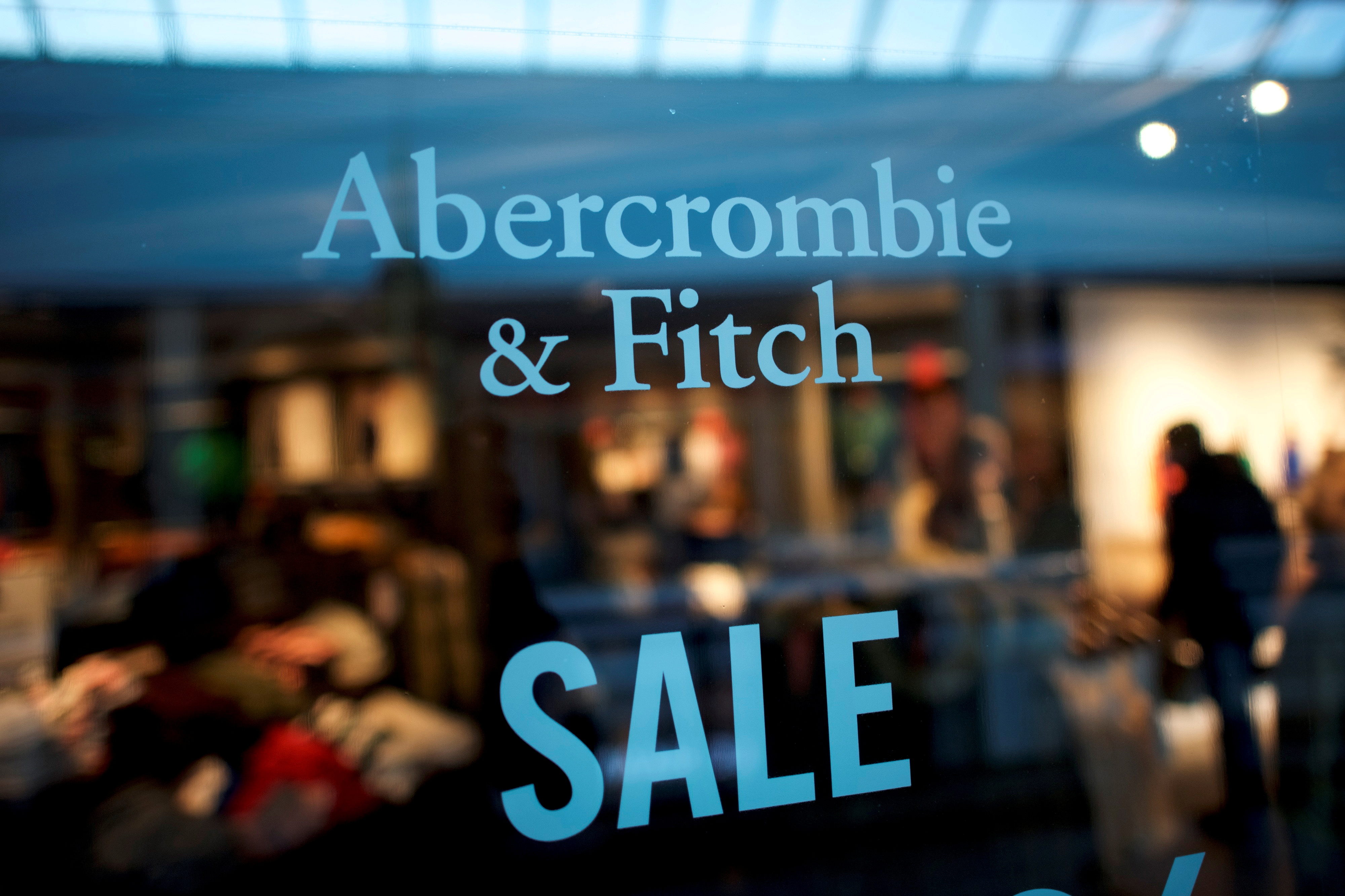 An Abercrombie & Fitch storefront sign states 