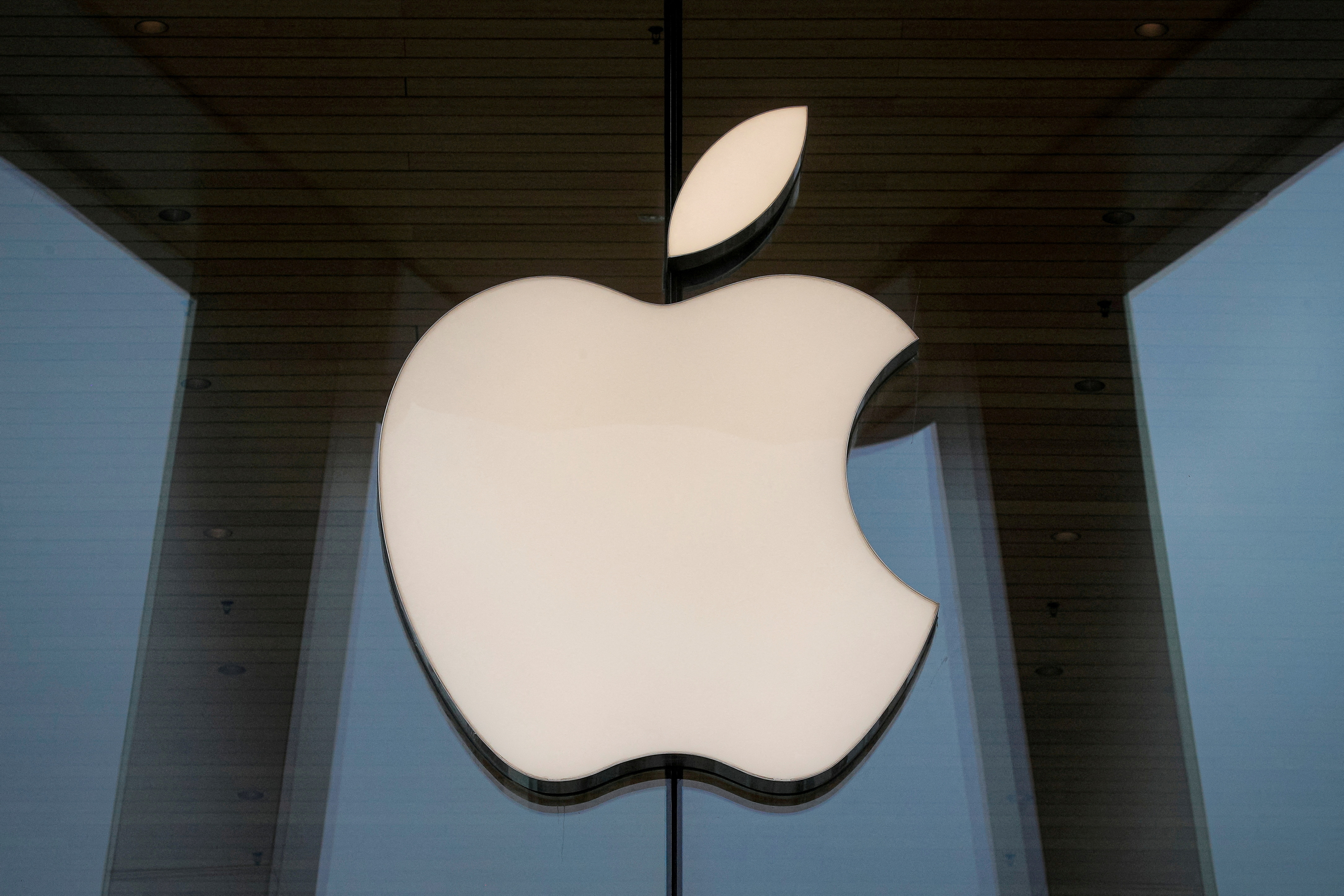 The Apple logo is seen at an Apple Store in Brooklyn, New York