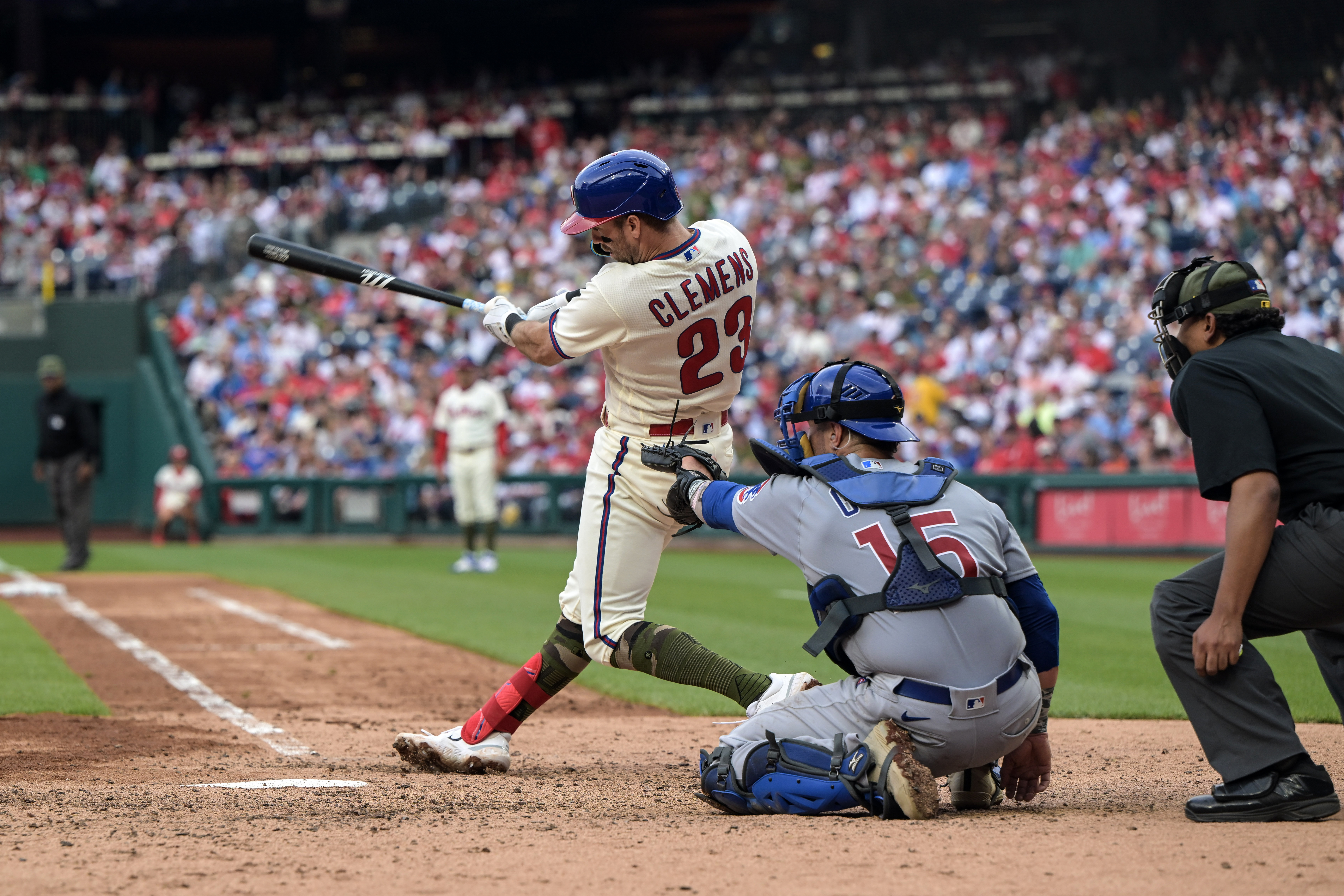 Kyle Schwarber of the Philadelphia Phillies hits a grand slam against the  Chicago Cubs during the first inning at Citizens Bank Park on Saturday, May  20, 2023, in Philadelphia., National Sports